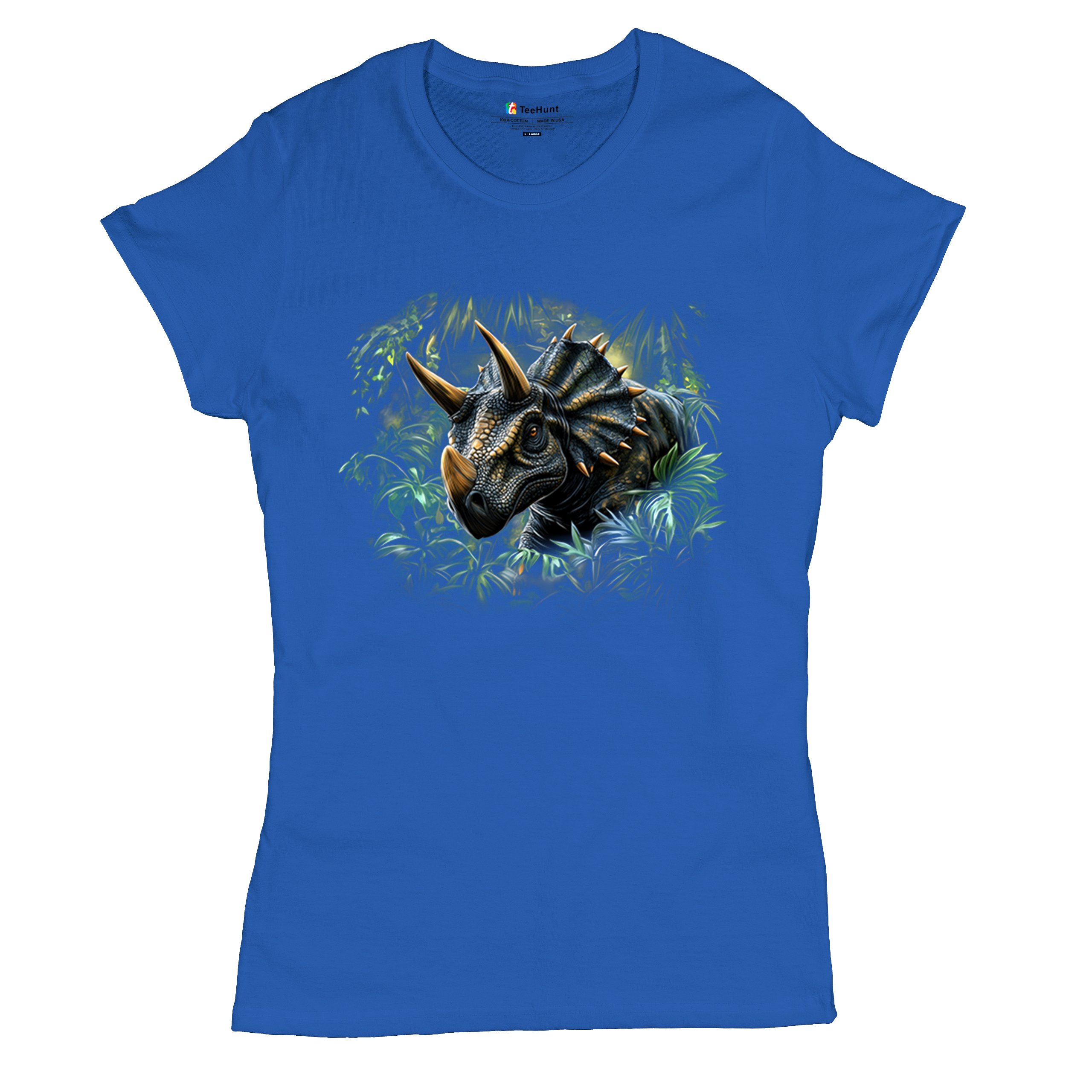 Triceratops Jungle T-Shirt Dinosaur Dino Jurassic Era Prehistoric Women's Tee - Picture 34 of 50
