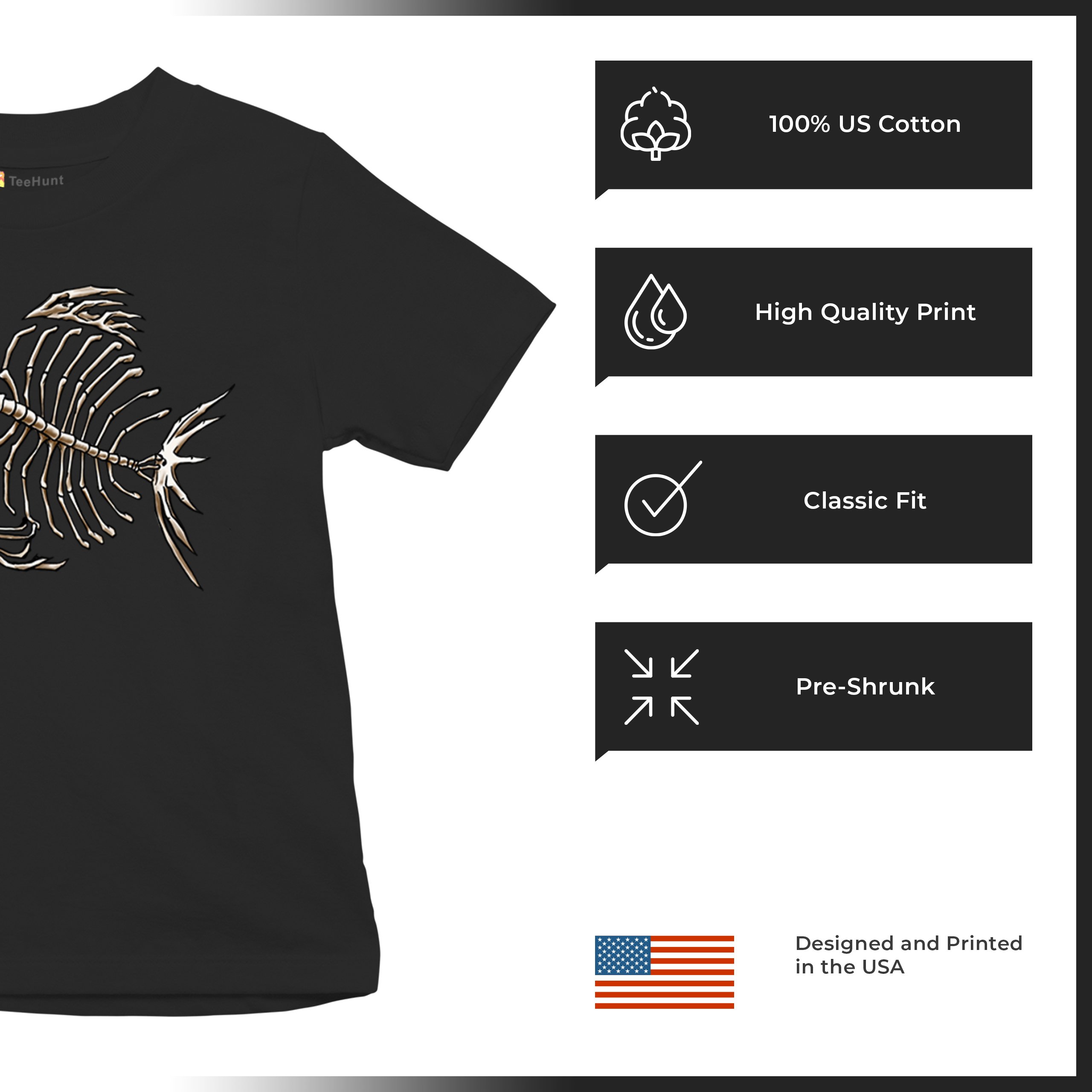 Deep Sea Angler Fish Skeleton Youth T-shirt Fishermen Fishing Lover Gift Kids - Picture 7 of 50