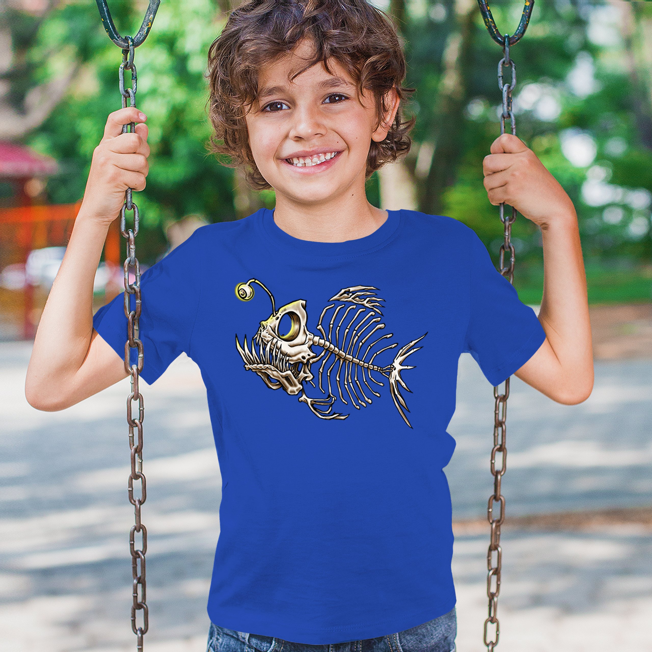 Deep Sea Angler Fish Skeleton Youth T-shirt Fishermen Fishing Lover Gift Kids - Picture 40 of 50