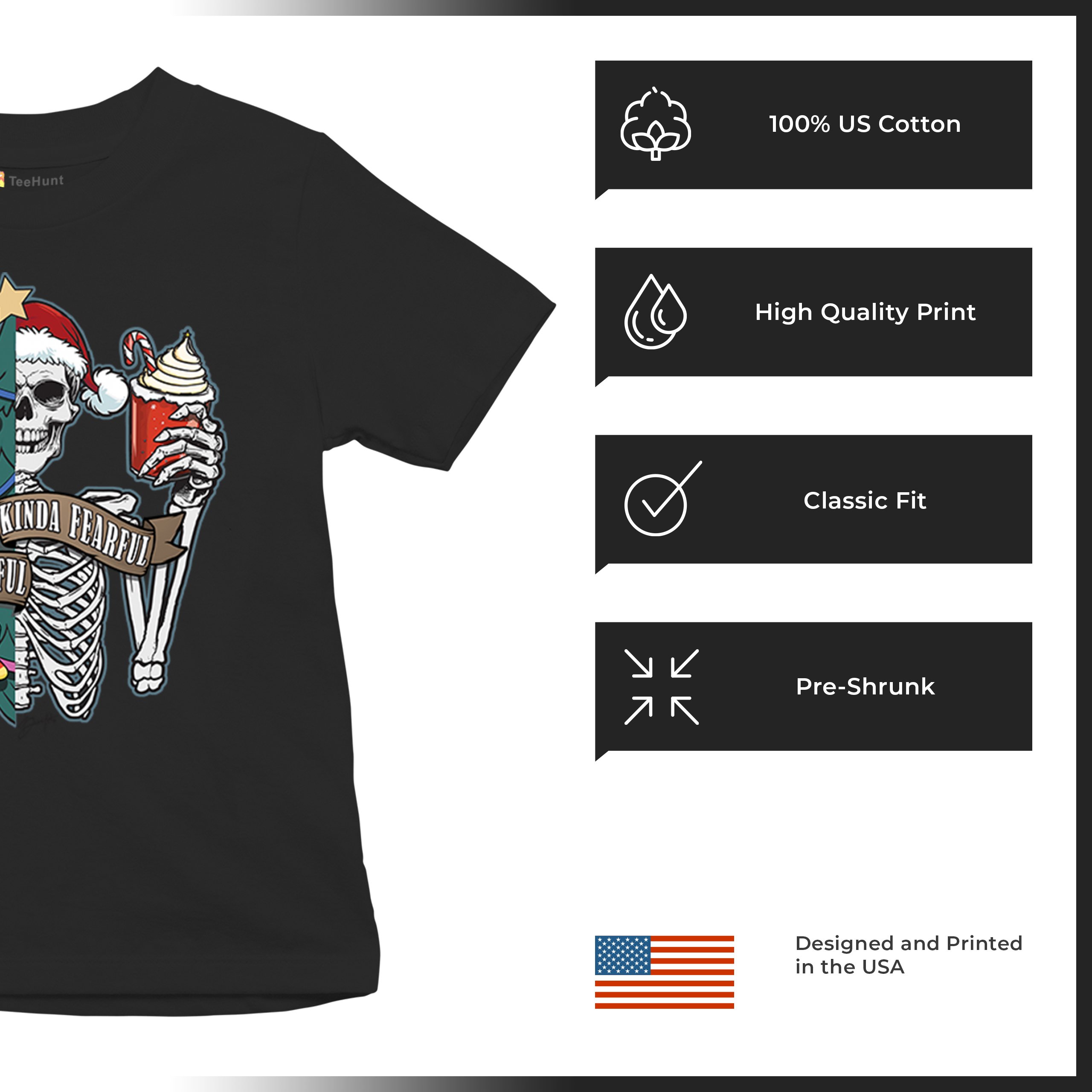 Kinda Cheerful Kind of Fearful Youth T-shirt Christmas Santa Dead Inside Kids - Picture 7 of 50