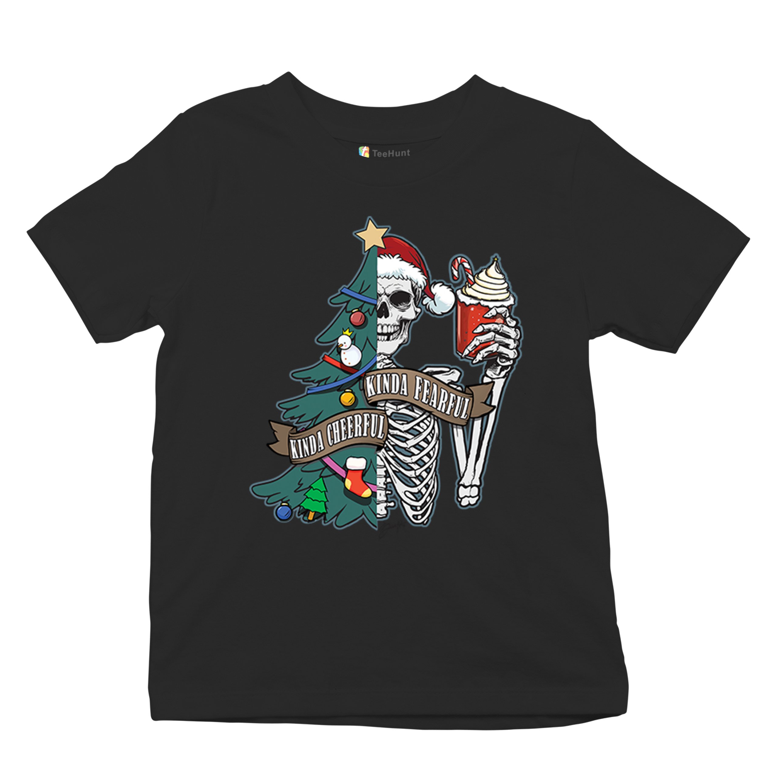 Kinda Cheerful Kind of Fearful Youth T-shirt Christmas Santa Dead Inside Kids - Picture 6 of 50