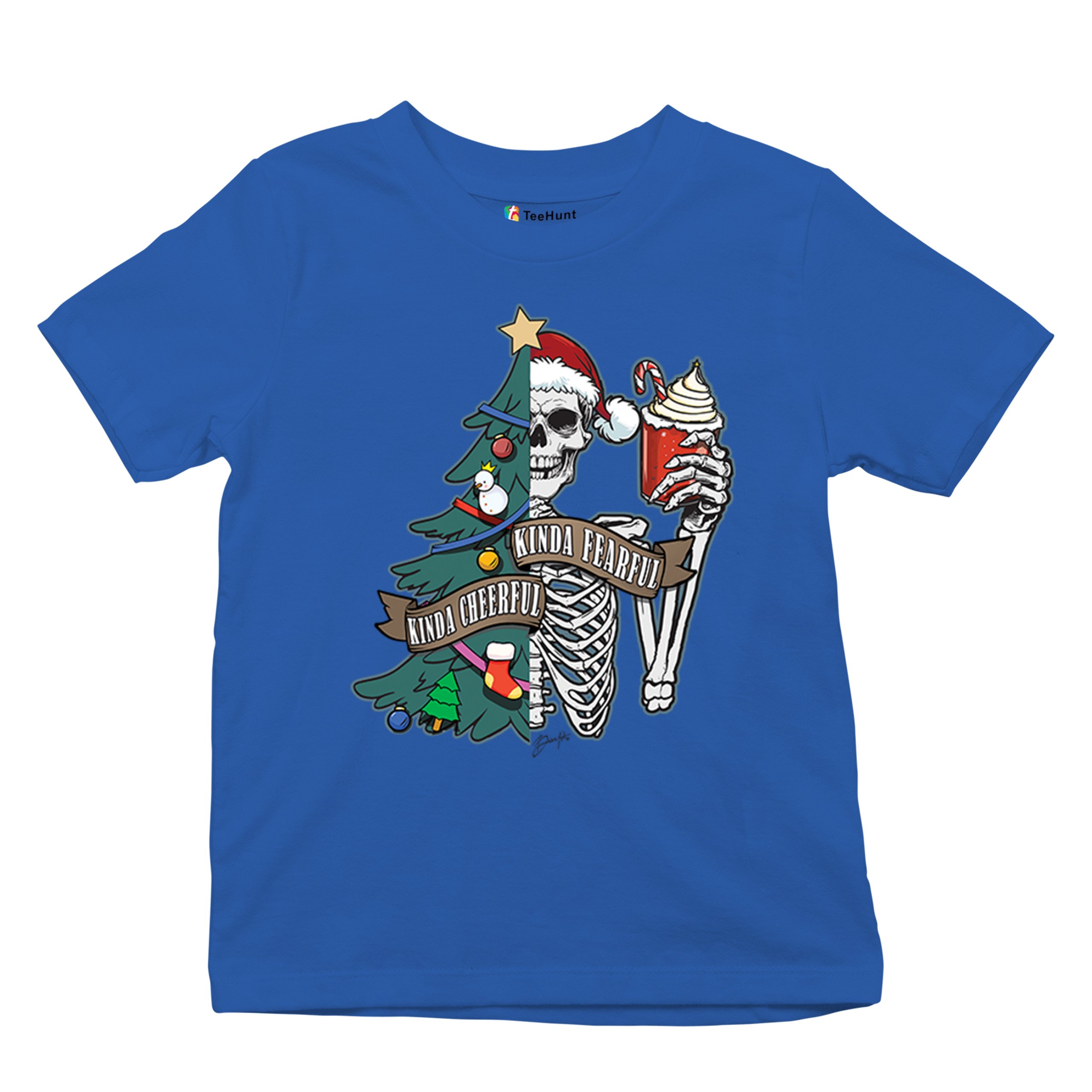 Kinda Cheerful Kind of Fearful Youth T-shirt Christmas Santa Dead Inside Kids - Picture 41 of 50
