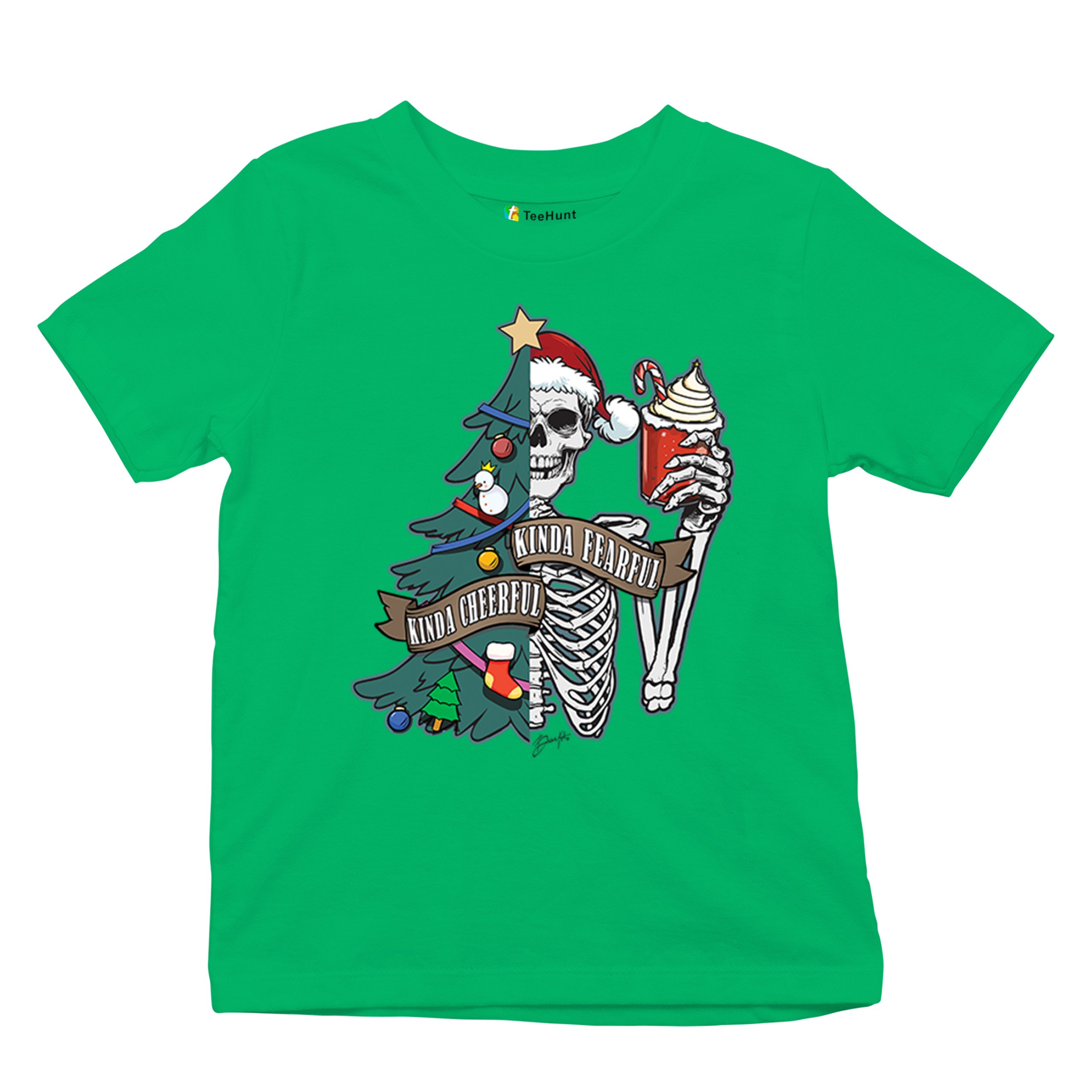 Kinda Cheerful Kind of Fearful Youth T-shirt Christmas Santa Dead Inside Kids - Picture 34 of 50