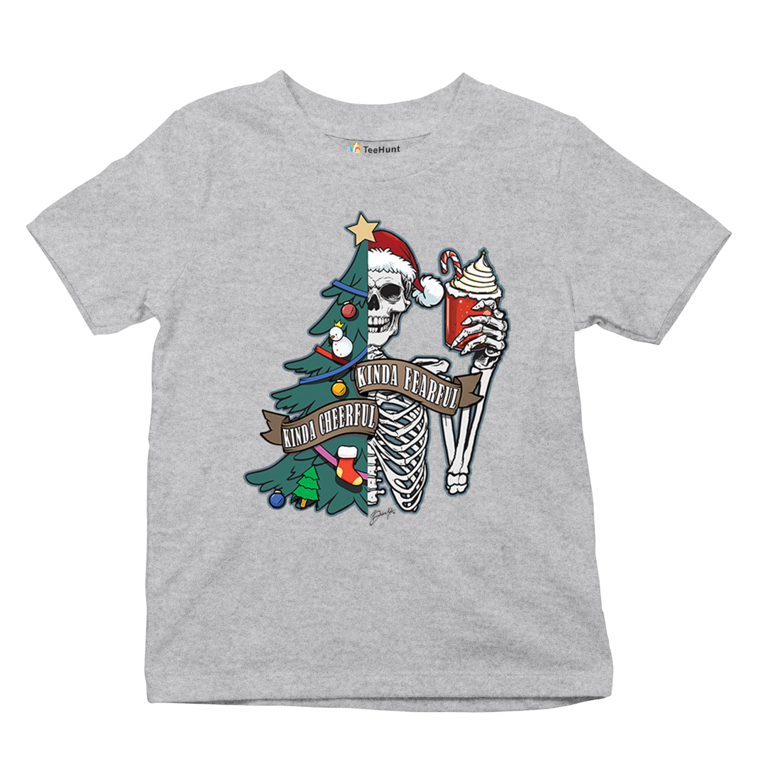 Kinda Cheerful Kind of Fearful Youth T-shirt Christmas Santa Dead Inside Kids - Picture 13 of 50