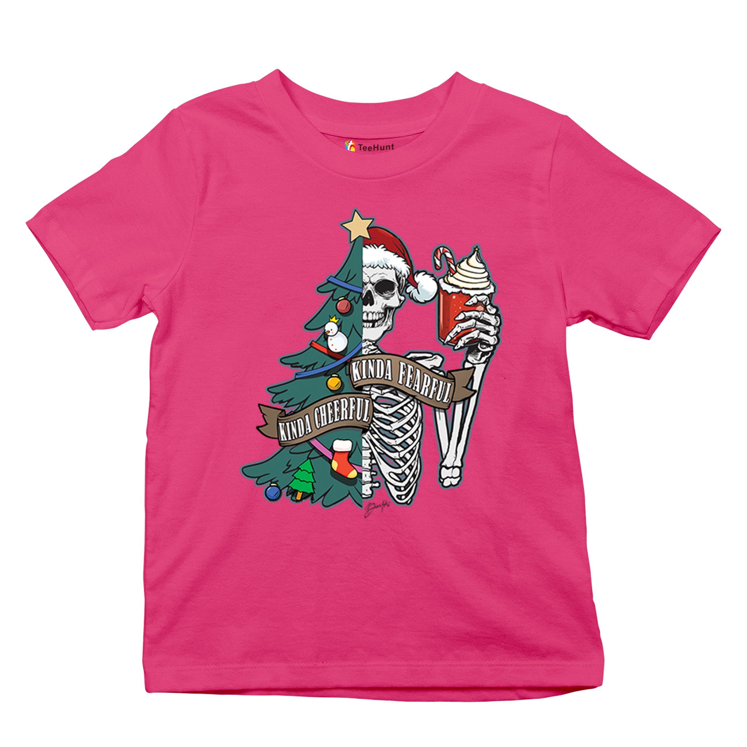 Kinda Cheerful Kind of Fearful Youth T-shirt Christmas Santa Dead Inside Kids - Picture 48 of 50