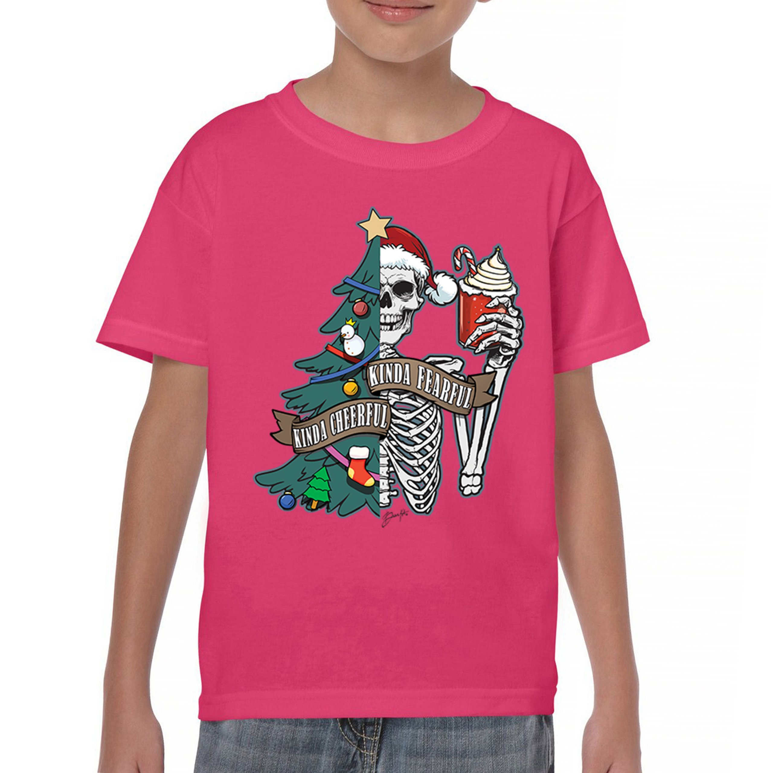 Kinda Cheerful Kind of Fearful Youth T-shirt Christmas Santa Dead Inside Kids - Picture 44 of 50