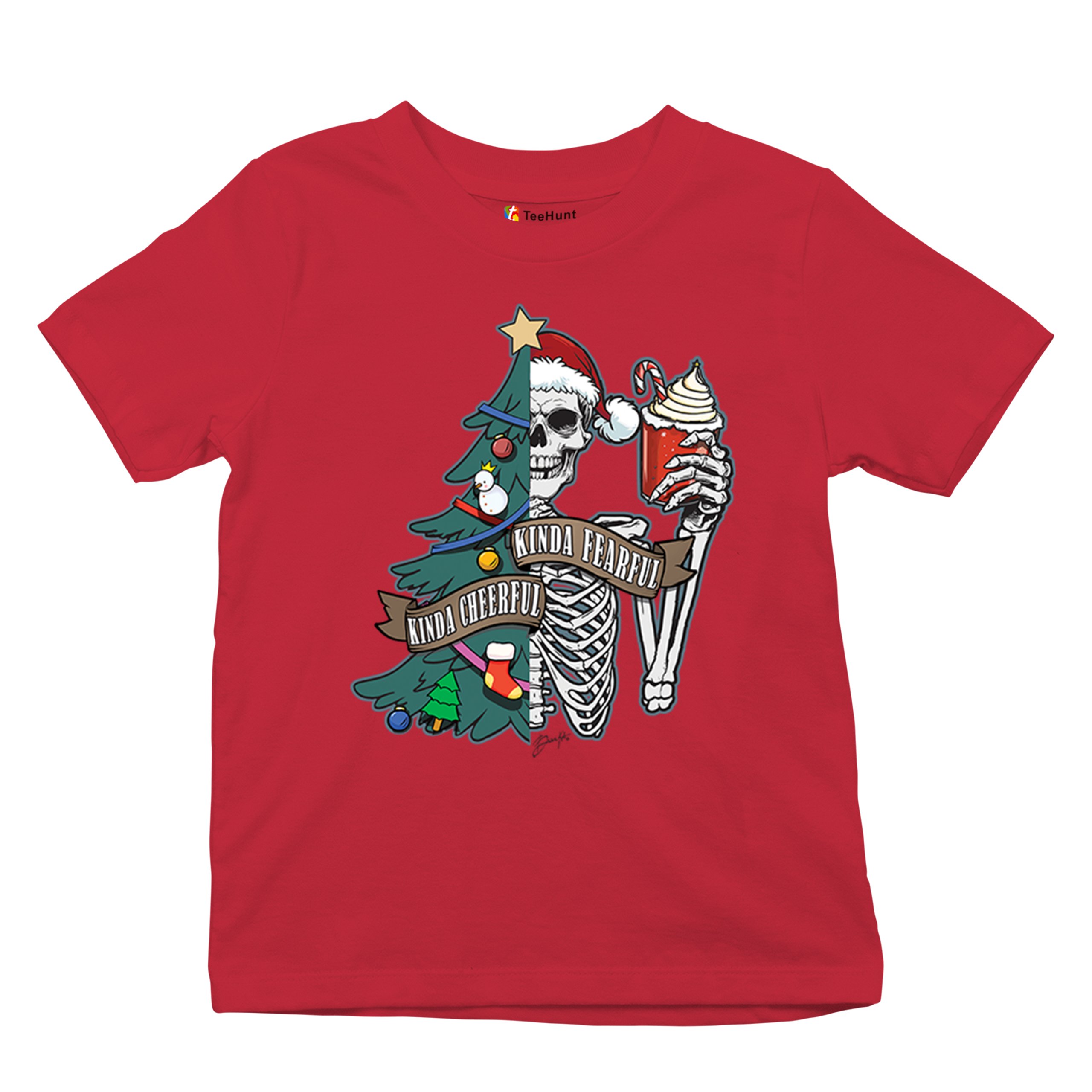 Kinda Cheerful Kind of Fearful Youth T-shirt Christmas Santa Dead Inside Kids - Picture 20 of 50