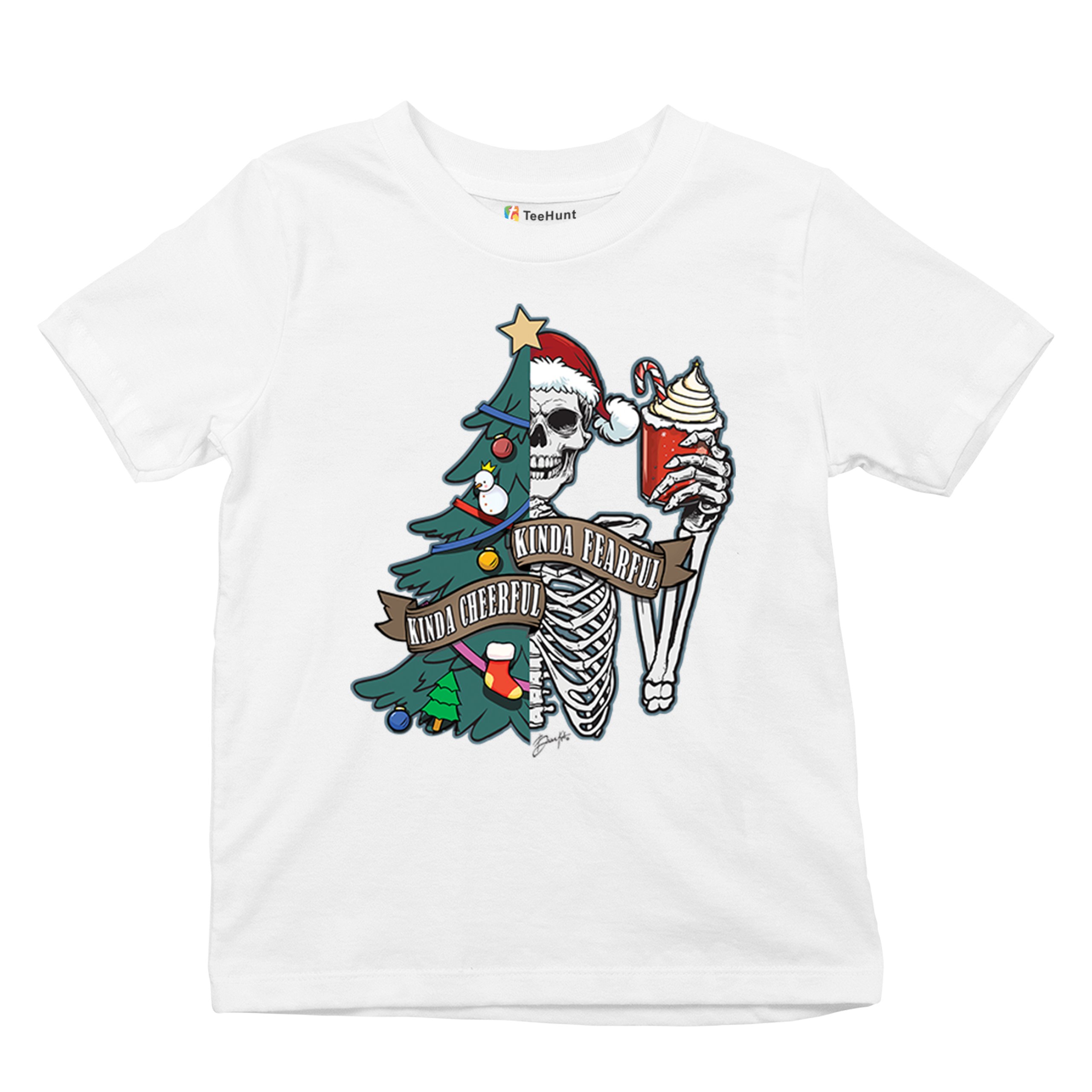 Kinda Cheerful Kind of Fearful Youth T-shirt Christmas Santa Dead Inside Kids - Picture 27 of 50