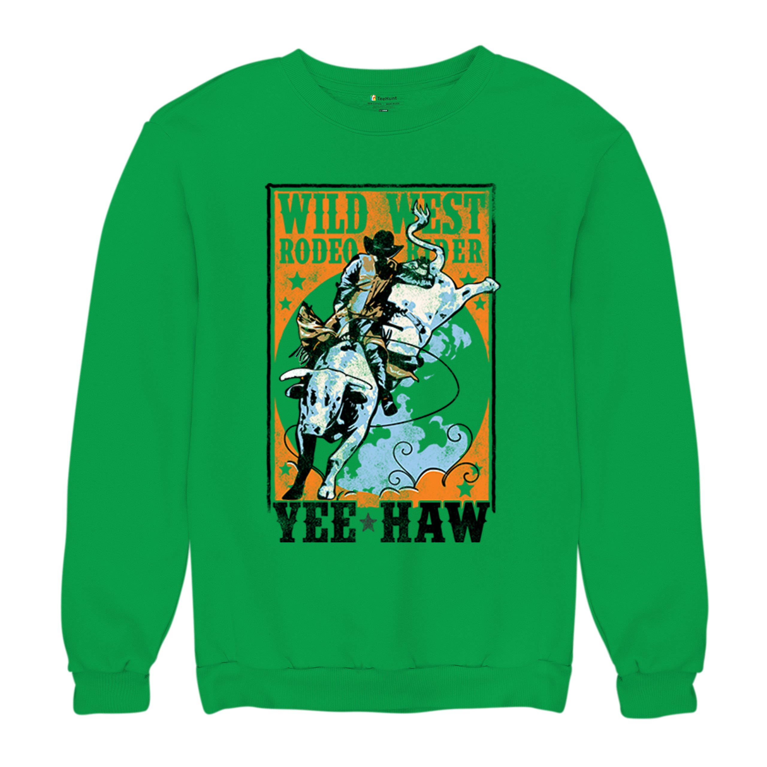Wild West Rodeo Rider Sweatshirt Bull Riding Cowboy Ranch Country Crewneck - Picture 34 of 43
