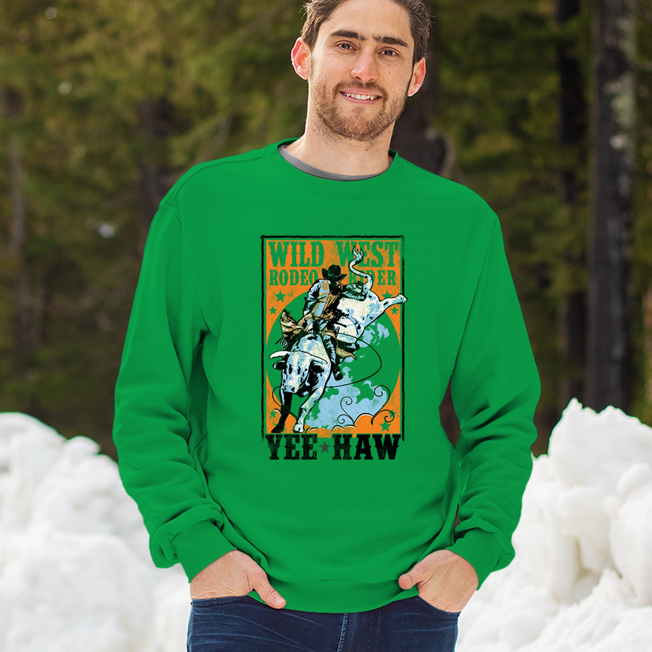Wild West Rodeo Rider Sweatshirt Bull Riding Cowboy Ranch Country Crewneck - Picture 33 of 43