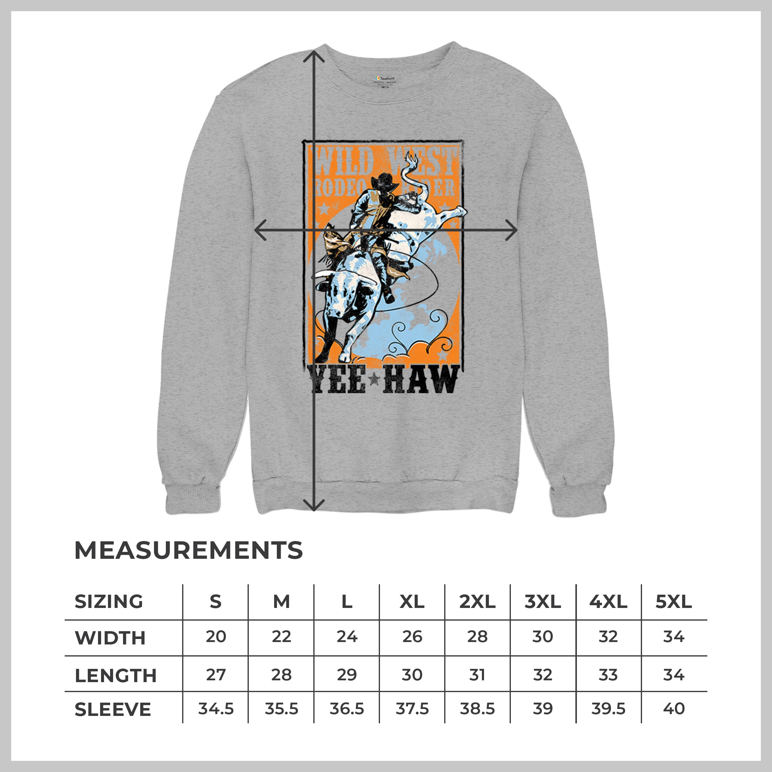 Wild West Rodeo Rider Sweatshirt Bull Riding Cowboy Ranch Country Crewneck - Picture 8 of 43