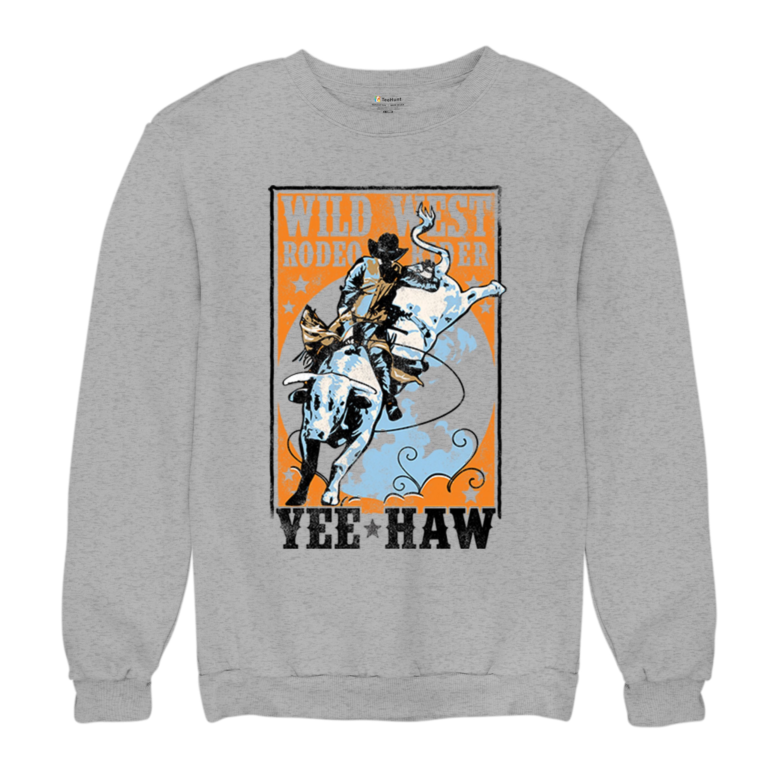 Wild West Rodeo Rider Sweatshirt Bull Riding Cowboy Ranch Country Crewneck - Picture 6 of 43