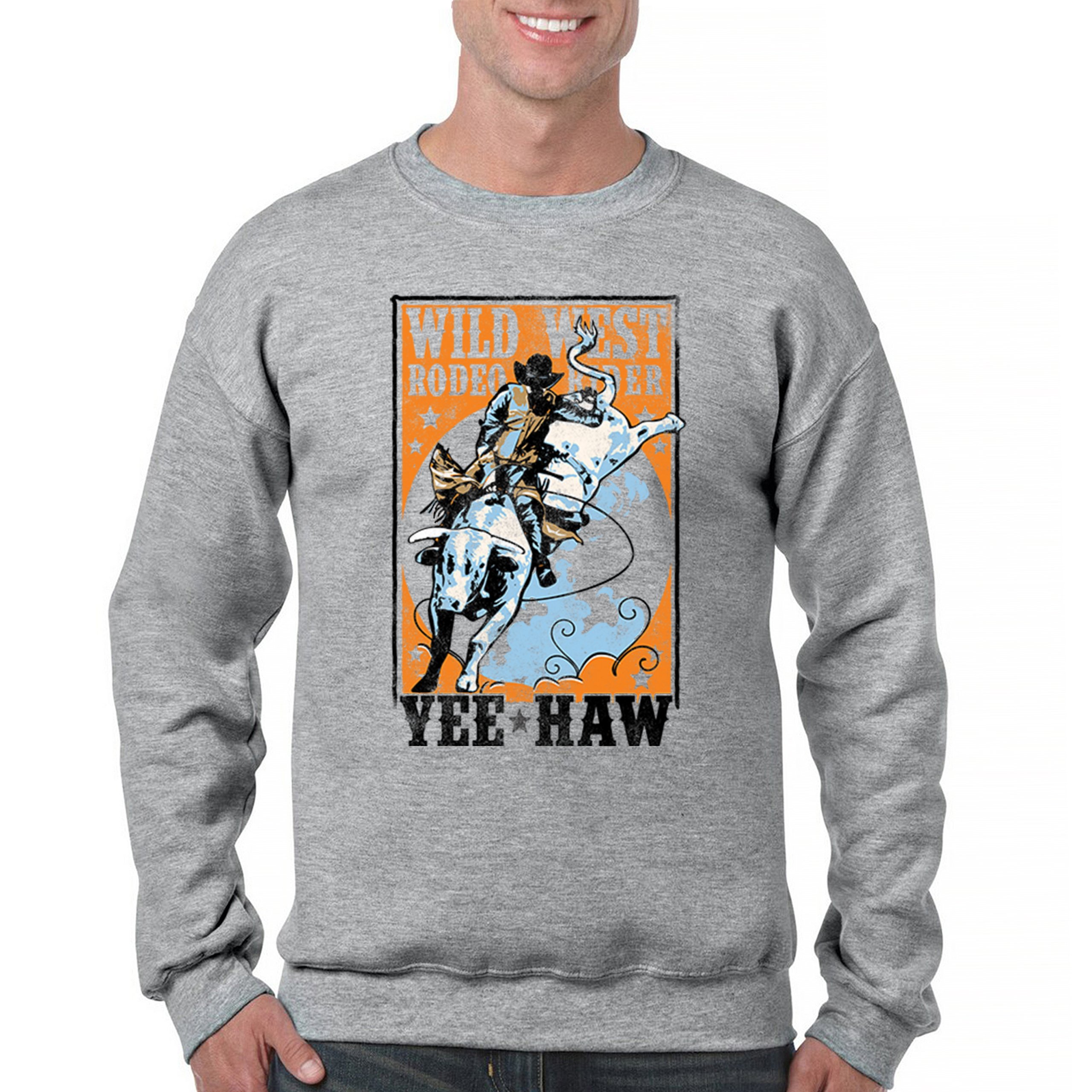 Wild West Rodeo Rider Sweatshirt Bull Riding Cowboy Ranch Country Crewneck - Picture 2 of 43