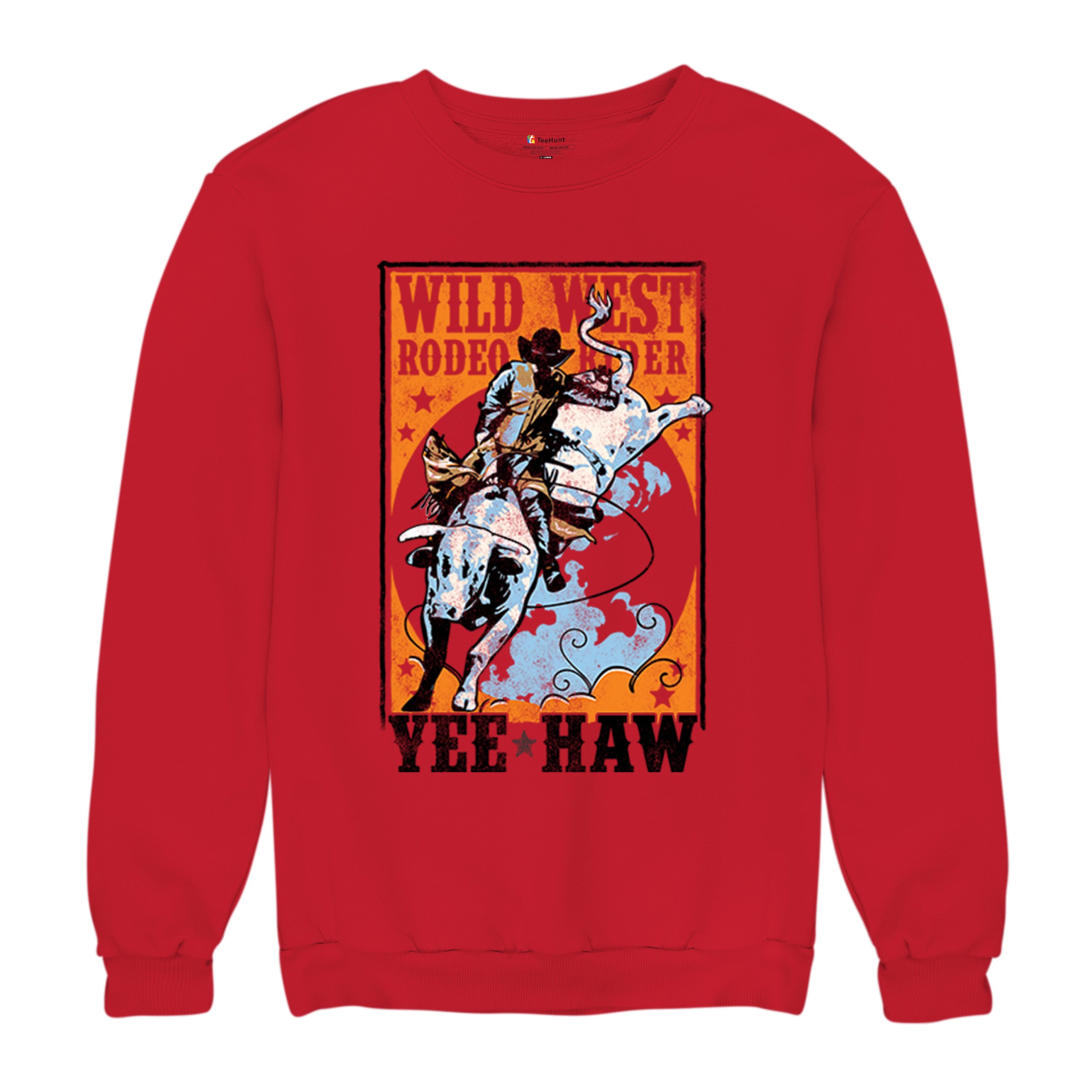 Wild West Rodeo Rider Sweatshirt Bull Riding Cowboy Ranch Country Crewneck - Picture 13 of 43