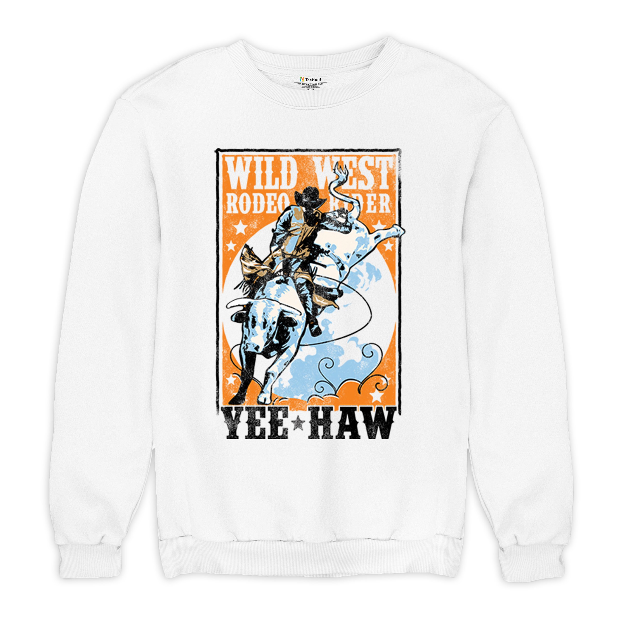Wild West Rodeo Rider Sweatshirt Bull Riding Cowboy Ranch Country Crewneck - Picture 20 of 43