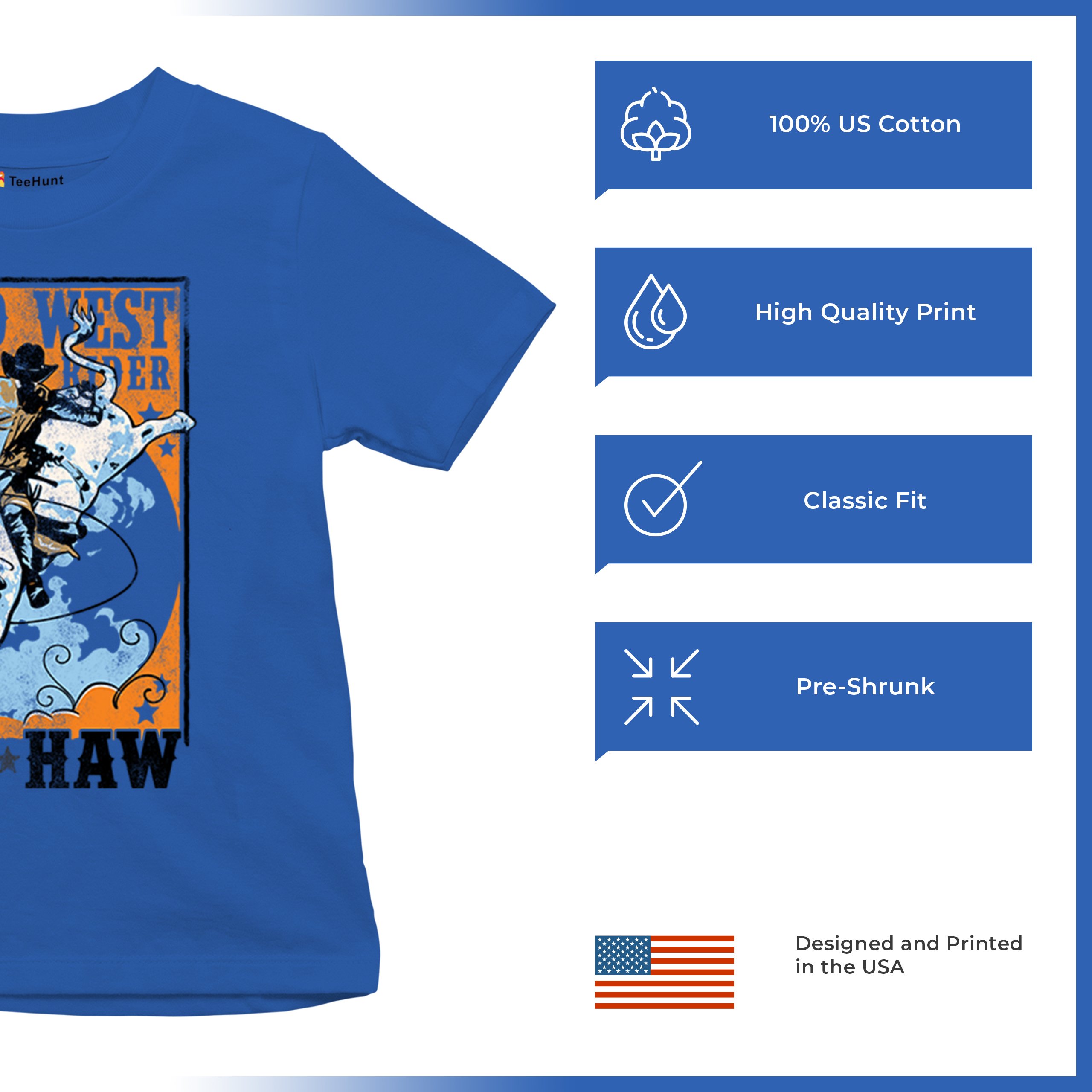 Wild West Rodeo Rider Youth T-shirt Bull Riding Cowboy Ranch Country Kids - Picture 35 of 43