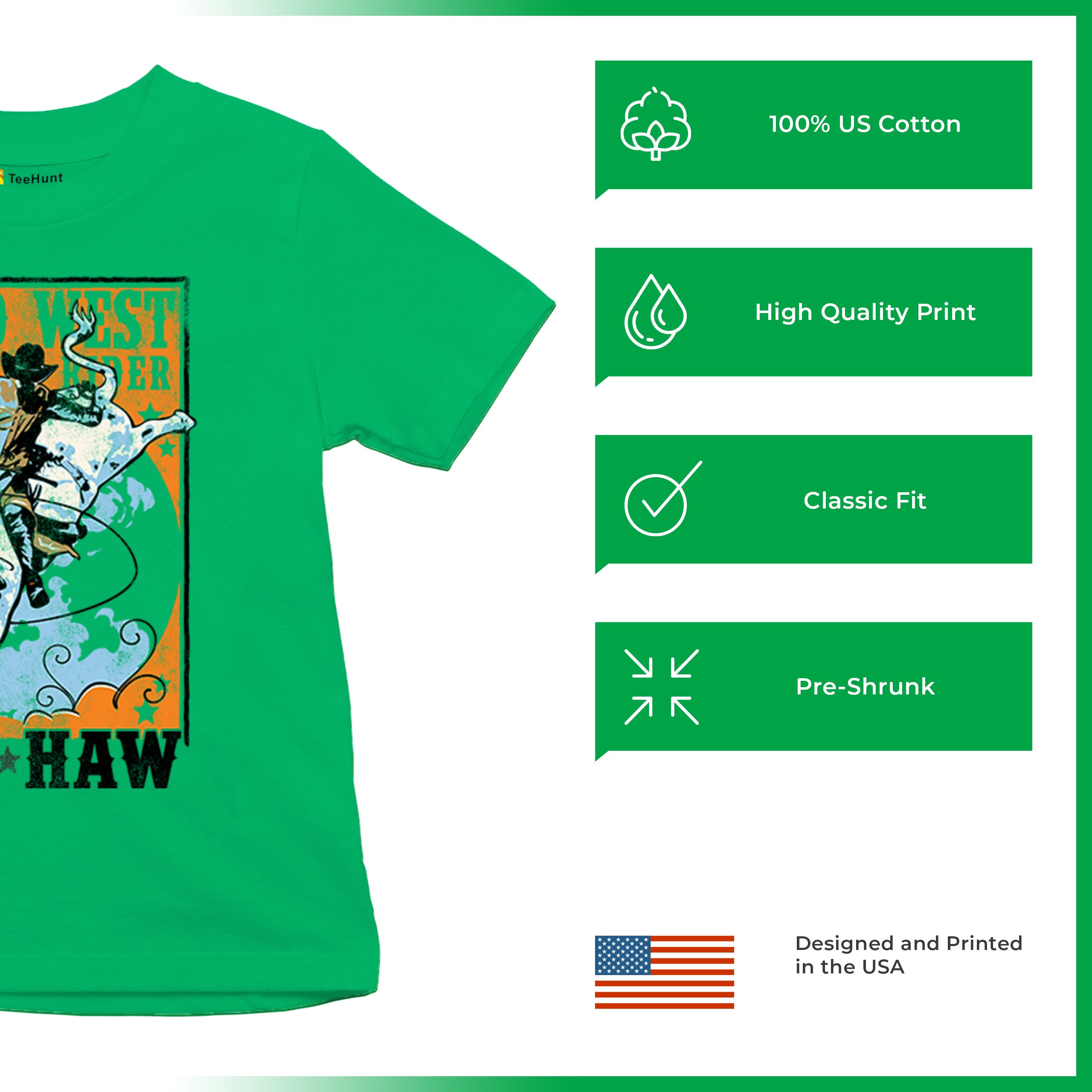 Wild West Rodeo Rider Youth T-shirt Bull Riding Cowboy Ranch Country Kids - Picture 28 of 43