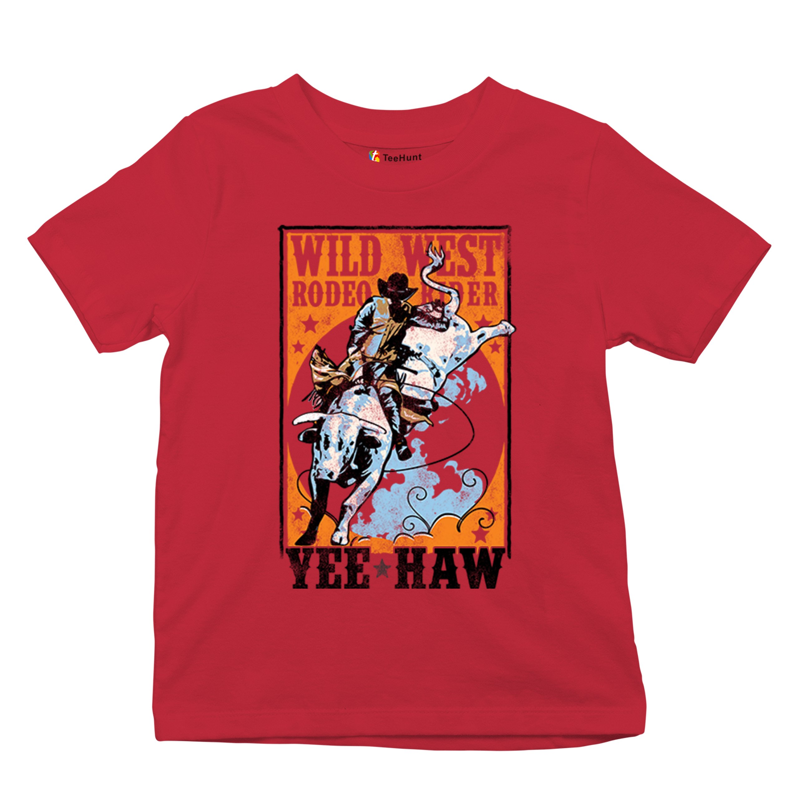 Wild West Rodeo Rider Youth T-shirt Bull Riding Cowboy Ranch Country Kids - Picture 13 of 43