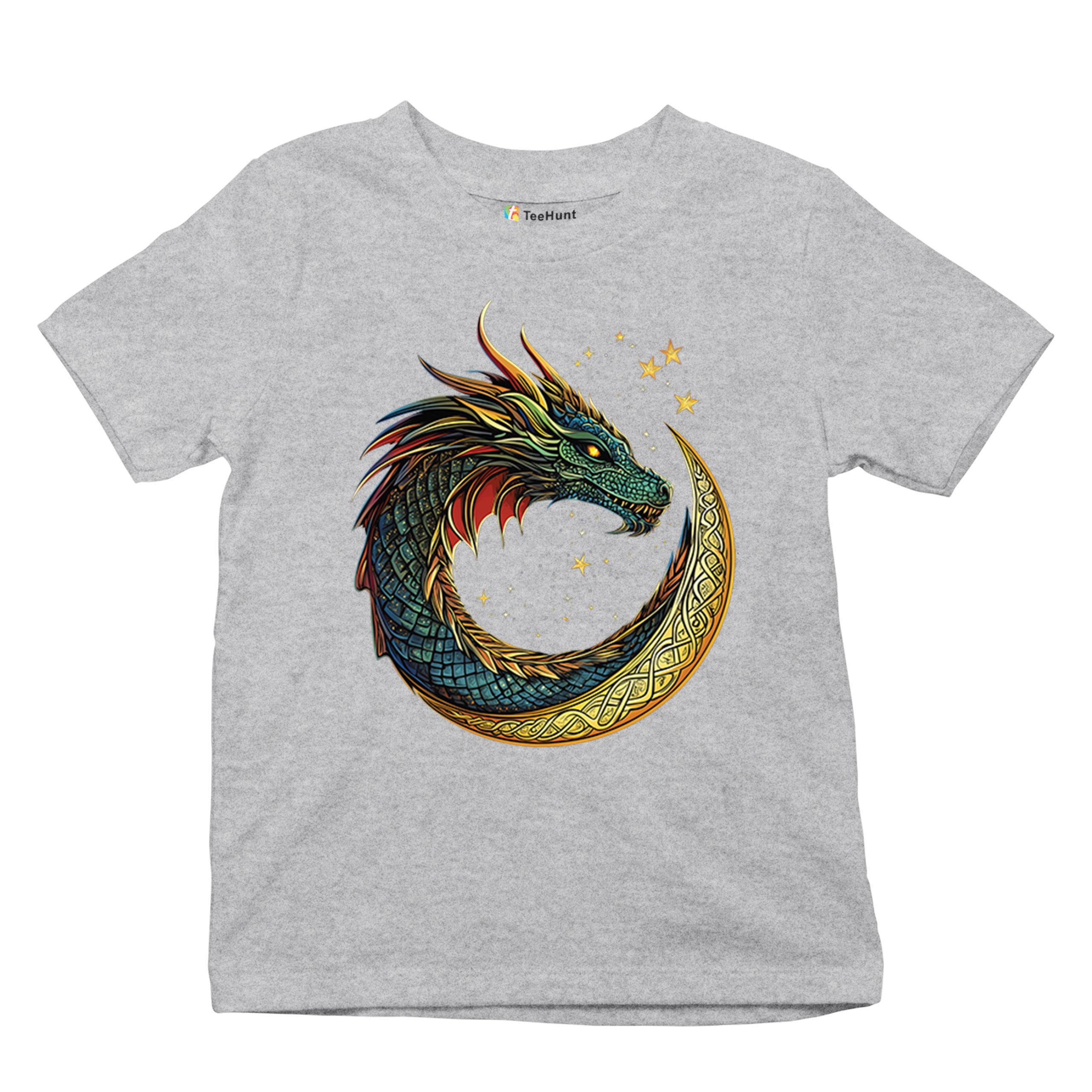 Celtic Moon Dragon Youth T-shirt Mystical Serpent Spiritual Fantasy Fire Kids - Picture 13 of 50