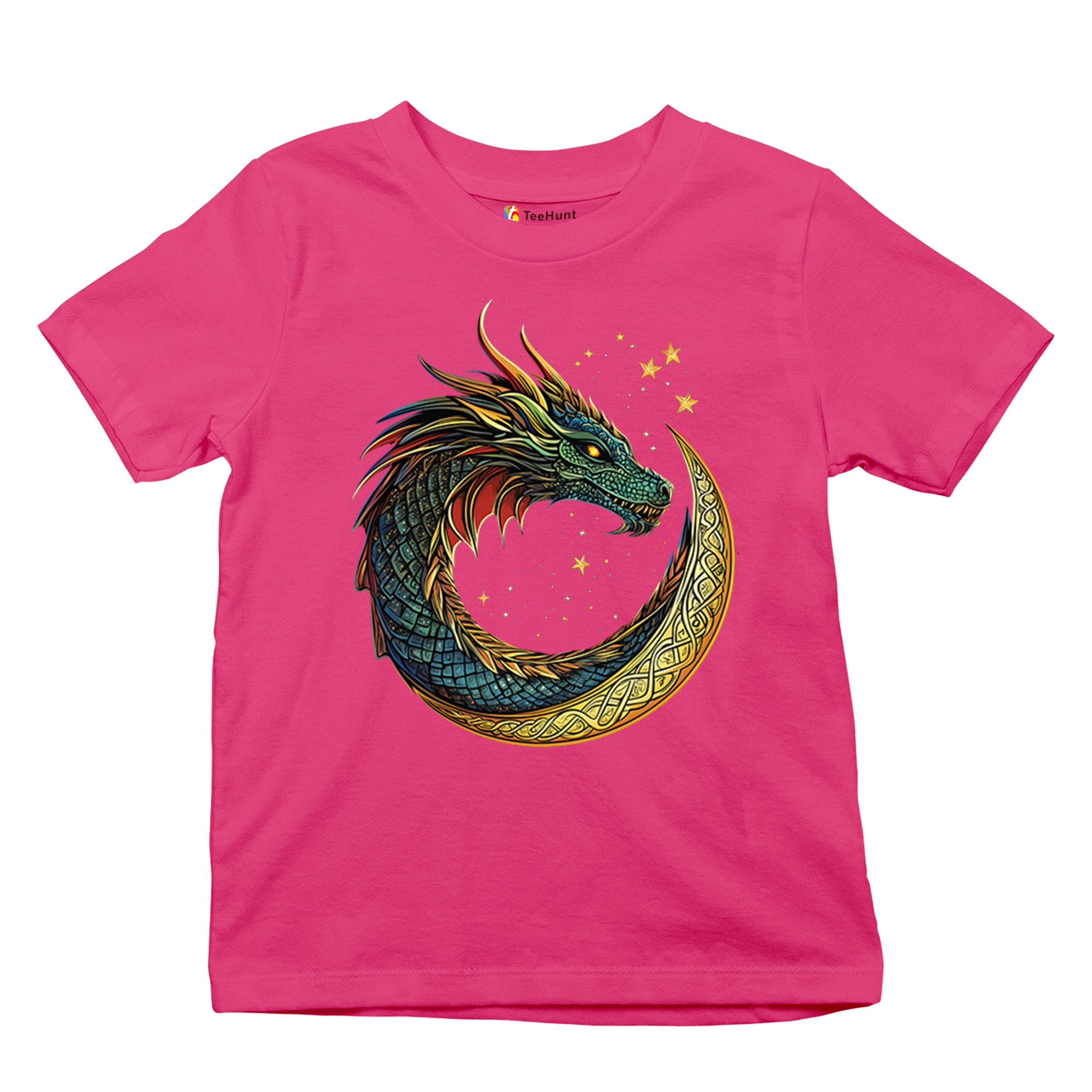 Celtic Moon Dragon Youth T-shirt Mystical Serpent Spiritual Fantasy Fire Kids - Picture 48 of 50