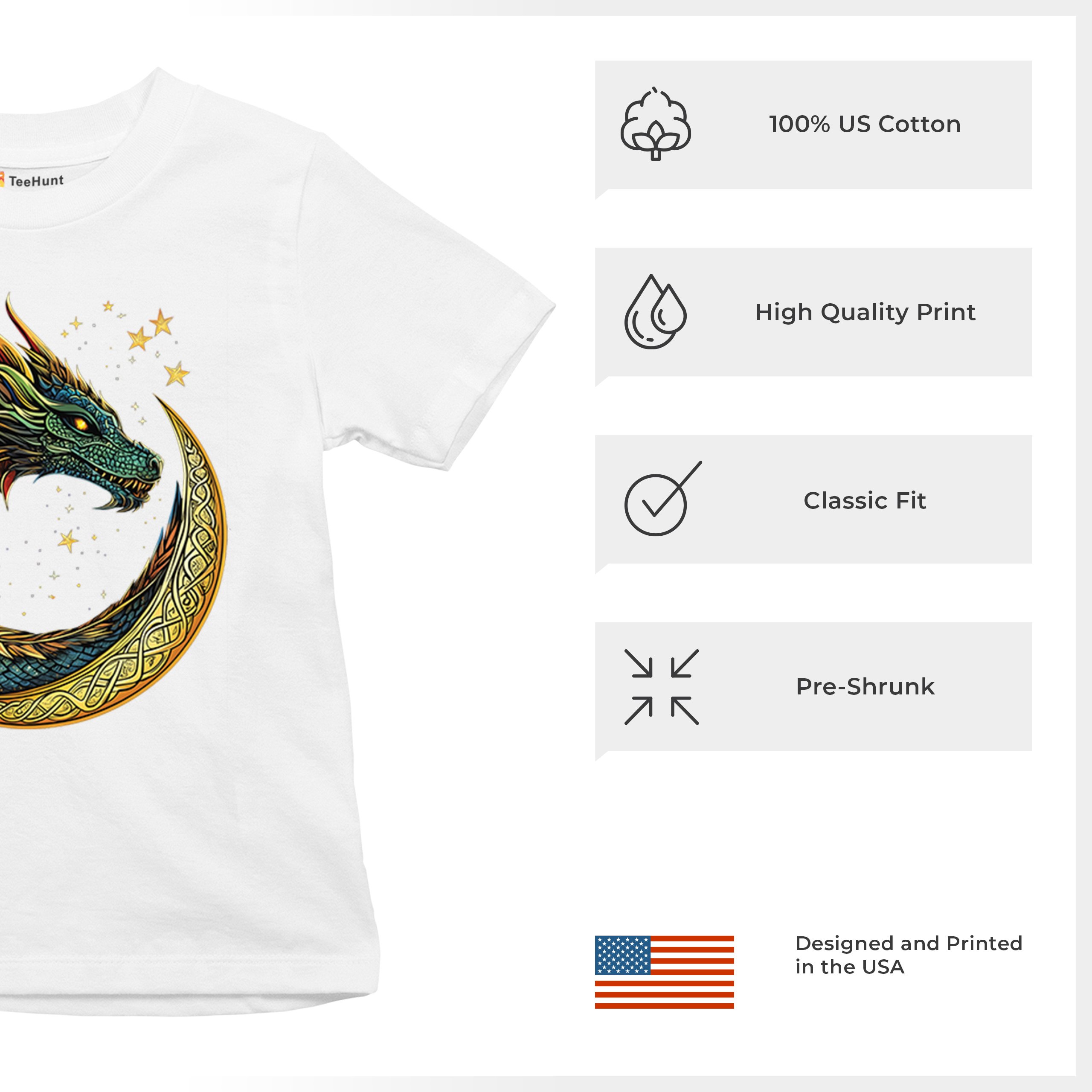 Celtic Moon Dragon Youth T-shirt Mystical Serpent Spiritual Fantasy Fire Kids - Picture 28 of 50