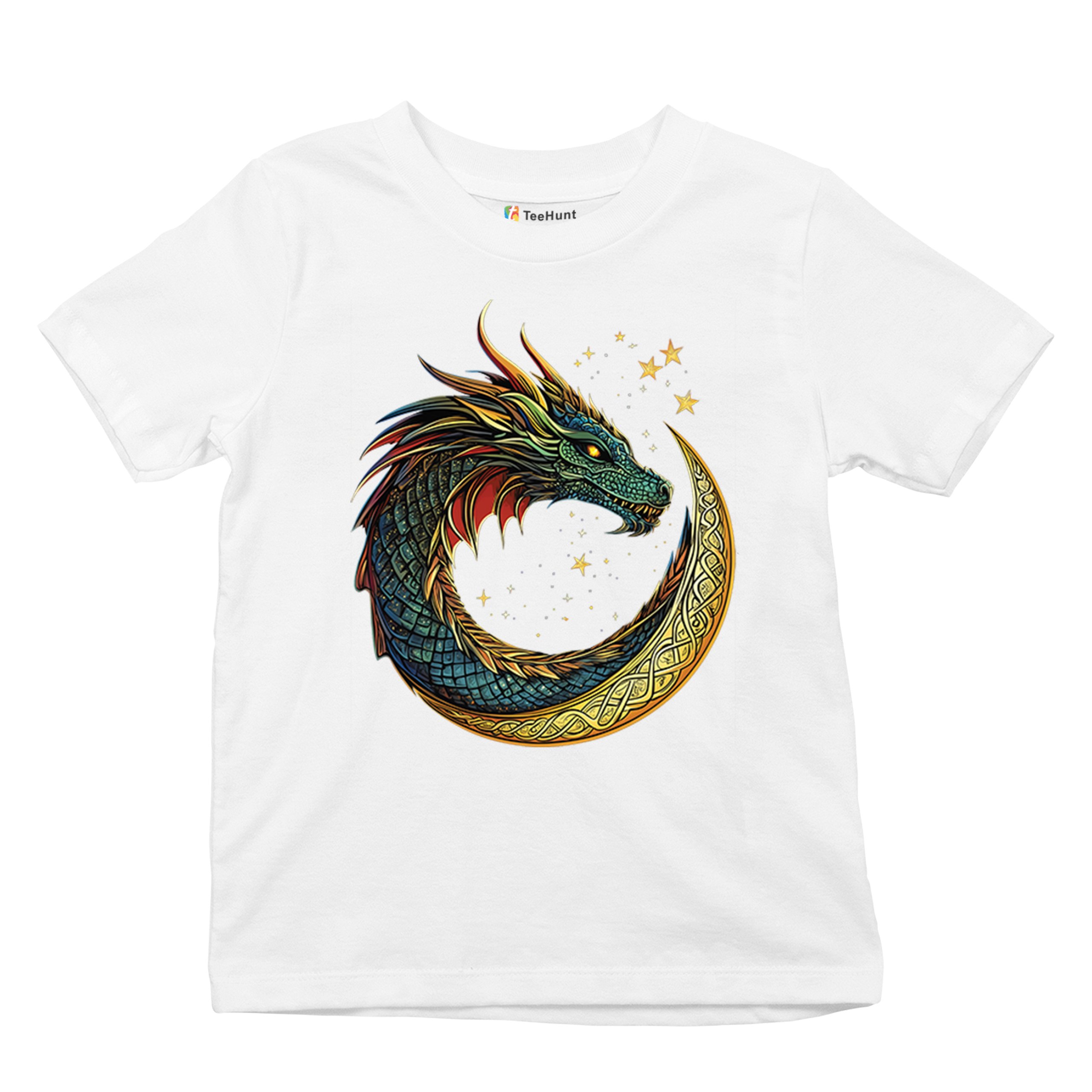 Celtic Moon Dragon Youth T-shirt Mystical Serpent Spiritual Fantasy Fire Kids - Picture 27 of 50