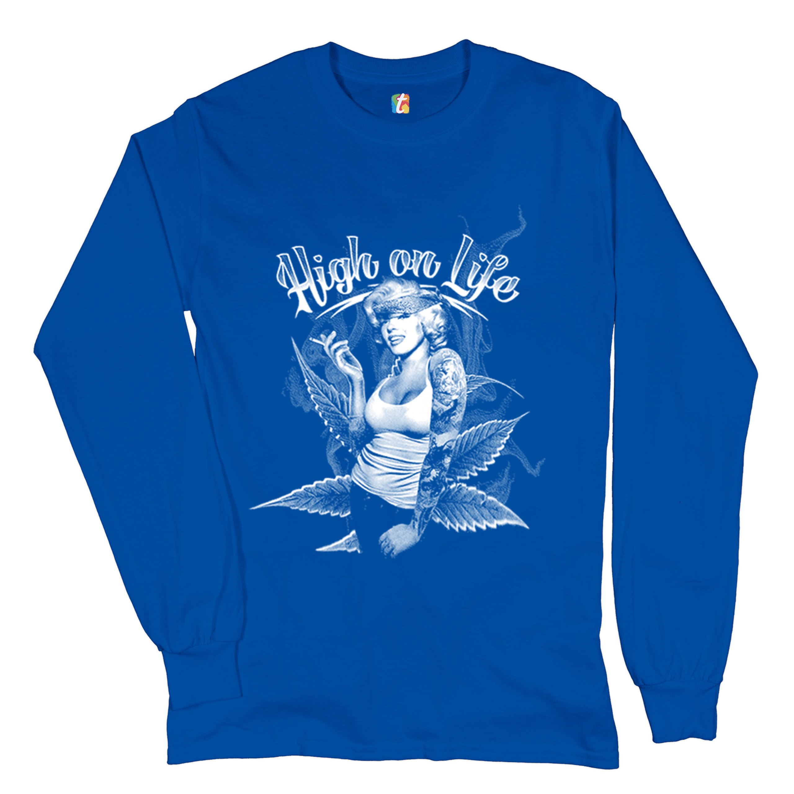 High on Life Long Sleeve T-shirt Marilyn Monroe Holding a Joint 420 Pop Culture - Picture 26 of 29