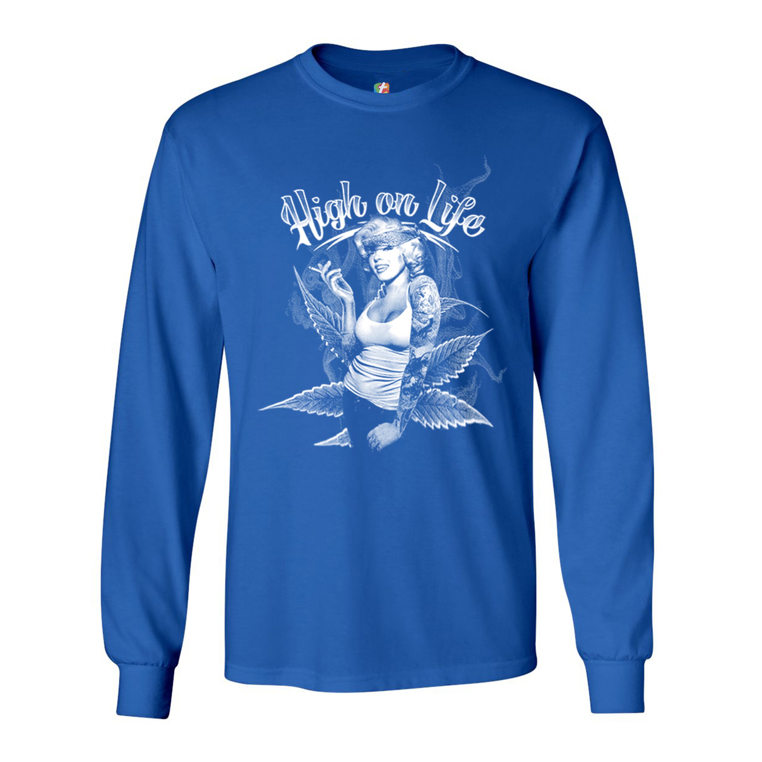 High on Life Long Sleeve T-shirt Marilyn Monroe Holding a Joint 420 Pop Culture - Picture 27 of 29