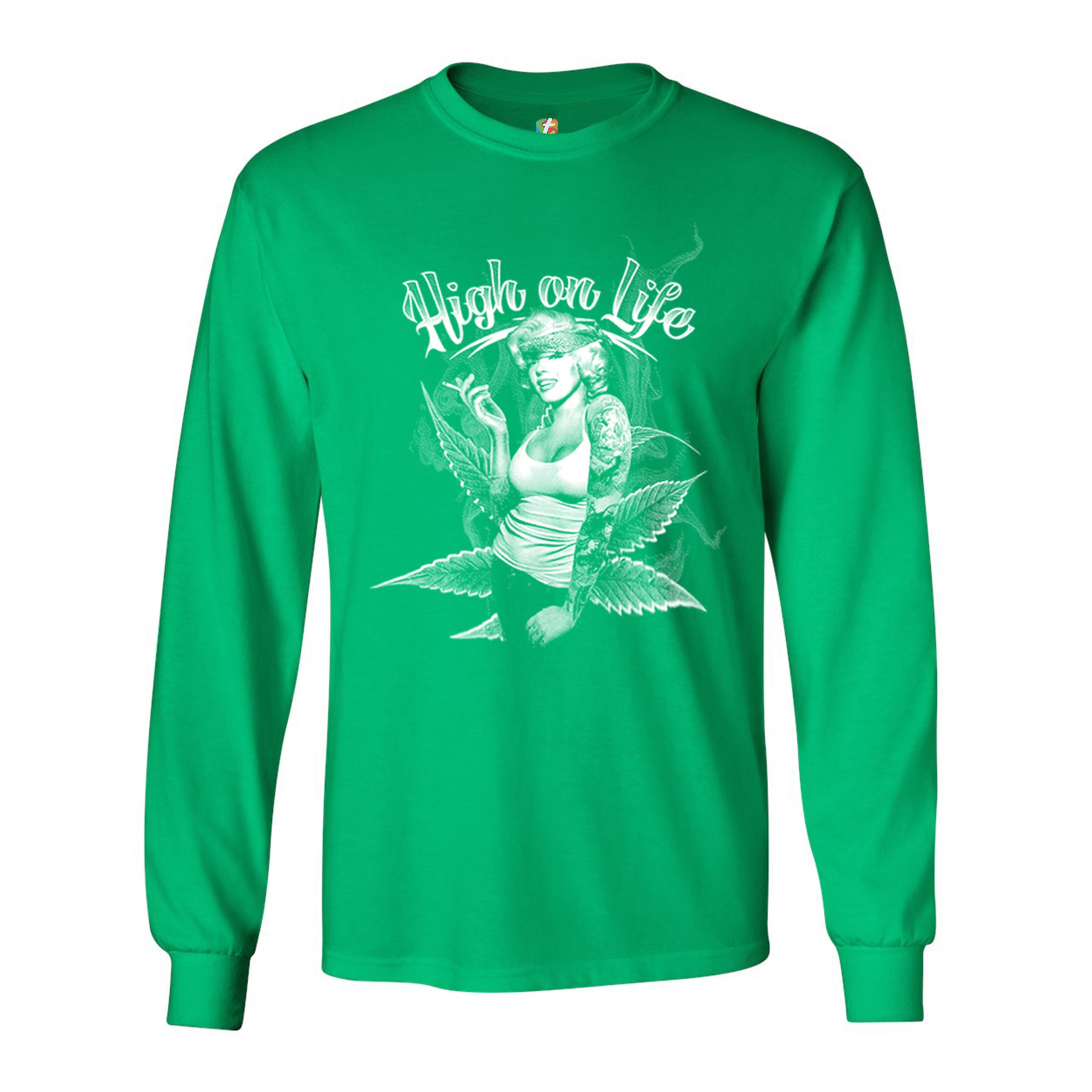 High on Life Long Sleeve T-shirt Marilyn Monroe Holding a Joint 420 Pop Culture - Picture 19 of 29