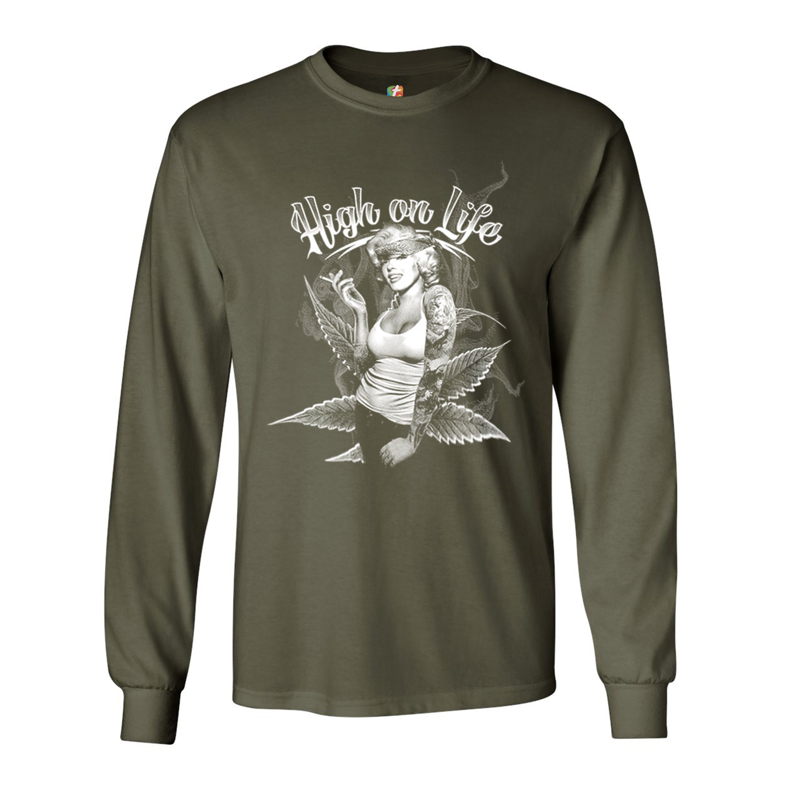 High on Life Long Sleeve T-shirt Marilyn Monroe Holding a Joint 420 Pop Culture - Picture 23 of 29