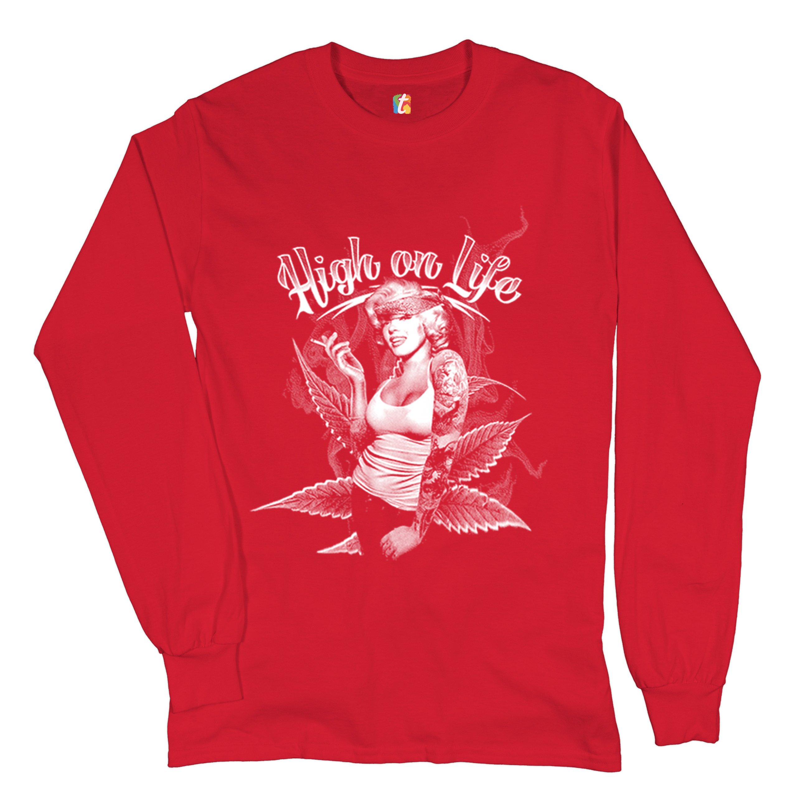 High on Life Long Sleeve T-shirt Marilyn Monroe Holding a Joint 420 Pop Culture - Picture 10 of 29
