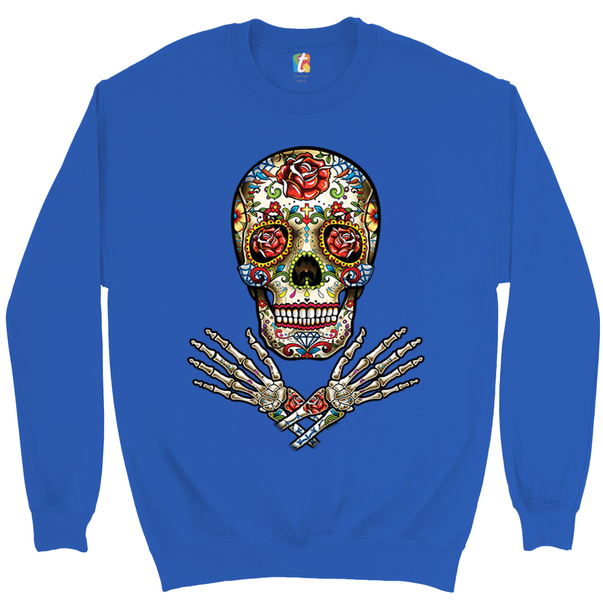 Calavera Arms Crossed Sweatshirt Dia de los Muertos Day of the Dead Crewneck