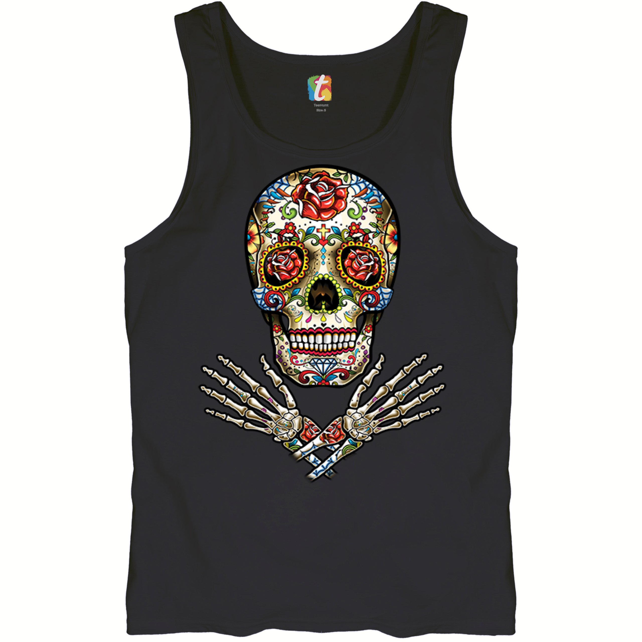 Calavera Arms Crossed Tank Top Dia de los Muertos Day of the Dead Men’s Top