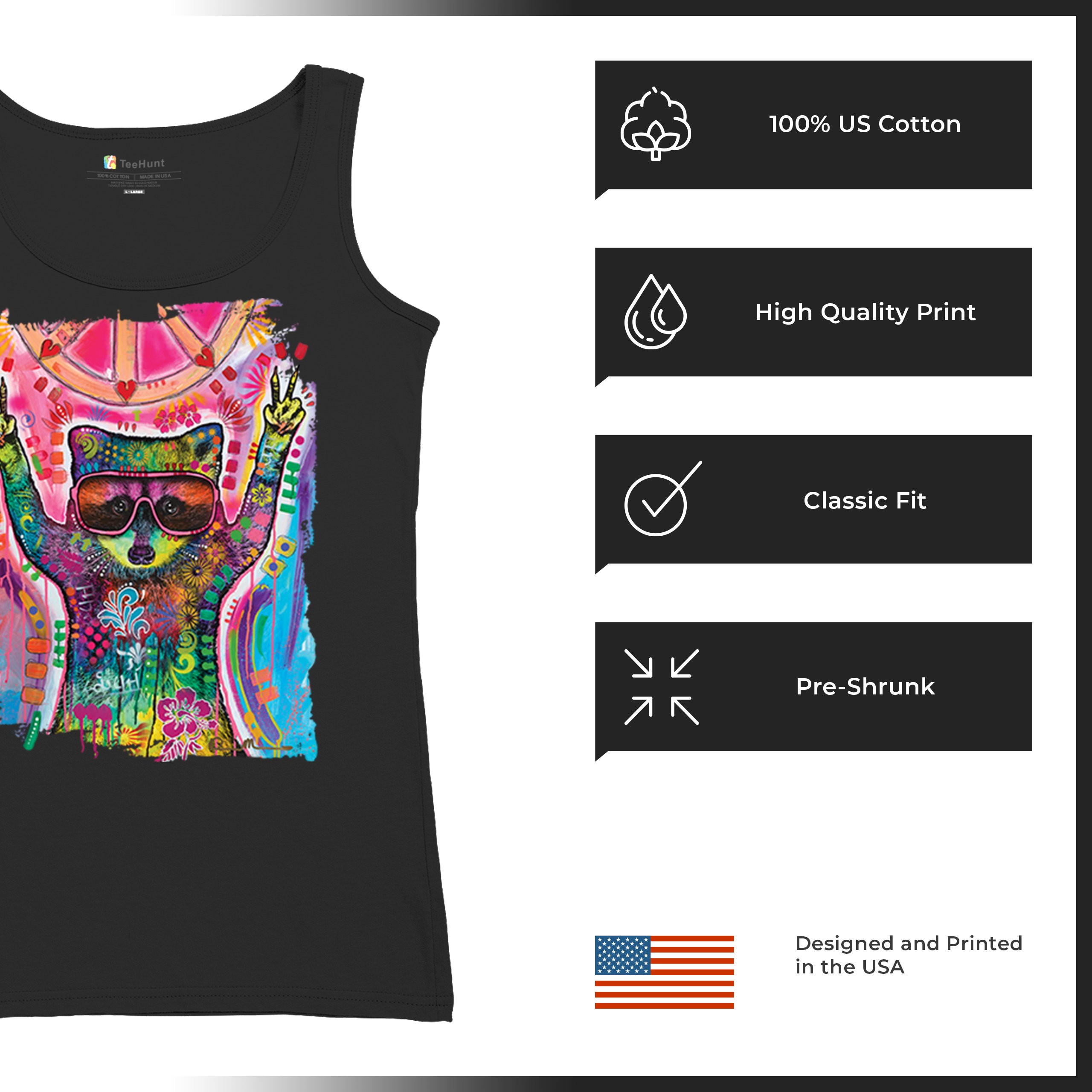 Dean Russo Cosmic Trash Panda Women's Tank Top Funny Weird Hippie - Picture 7 of 36