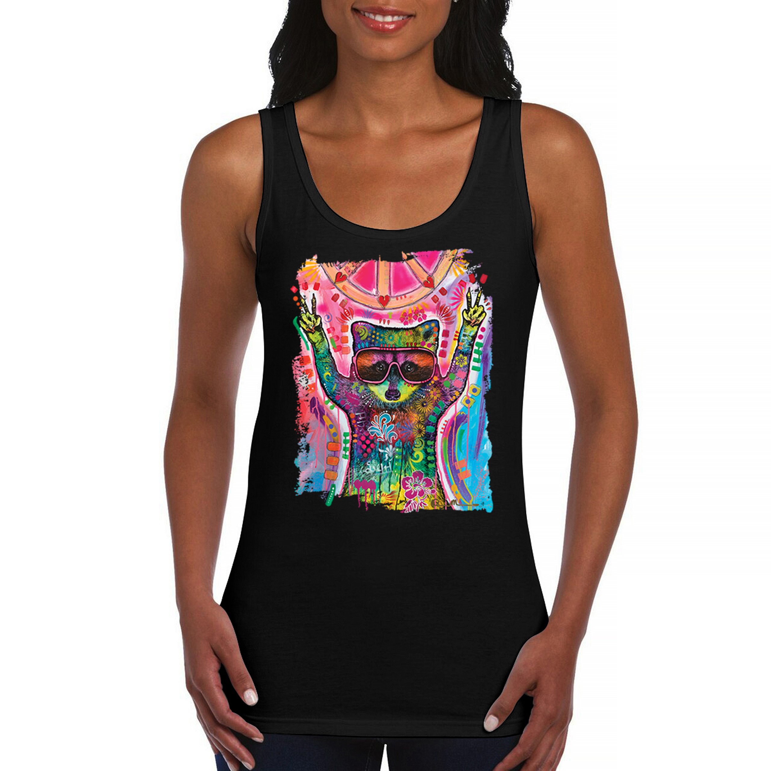 Dean Russo Cosmic Trash Panda Women's Tank Top Funny Weird Hippie - Picture 2 of 36