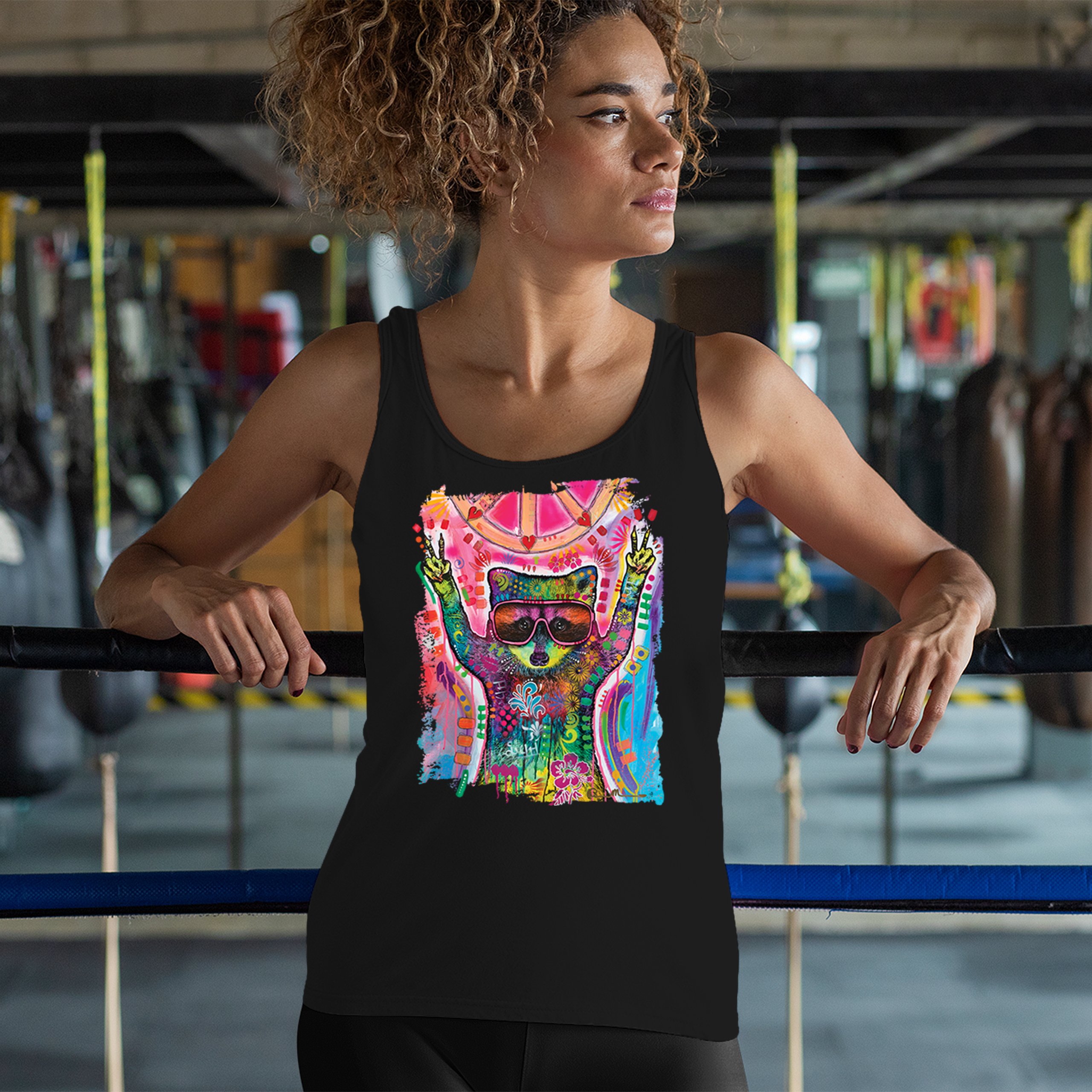 Dean Russo Cosmic Trash Panda Women's Tank Top Funny Weird Hippie - Picture 5 of 36