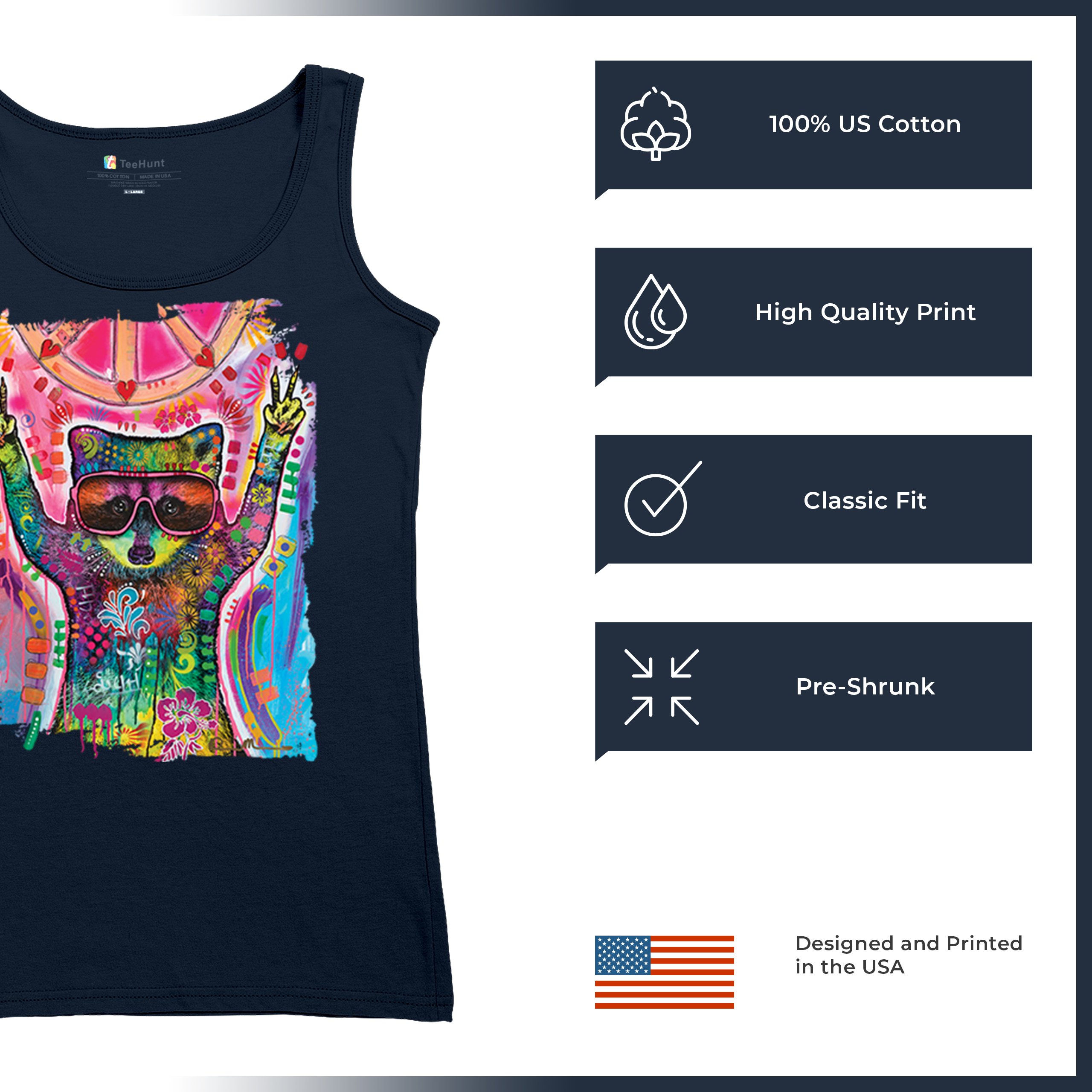 Dean Russo Cosmic Trash Panda Women's Tank Top Funny Weird Hippie - Picture 28 of 36