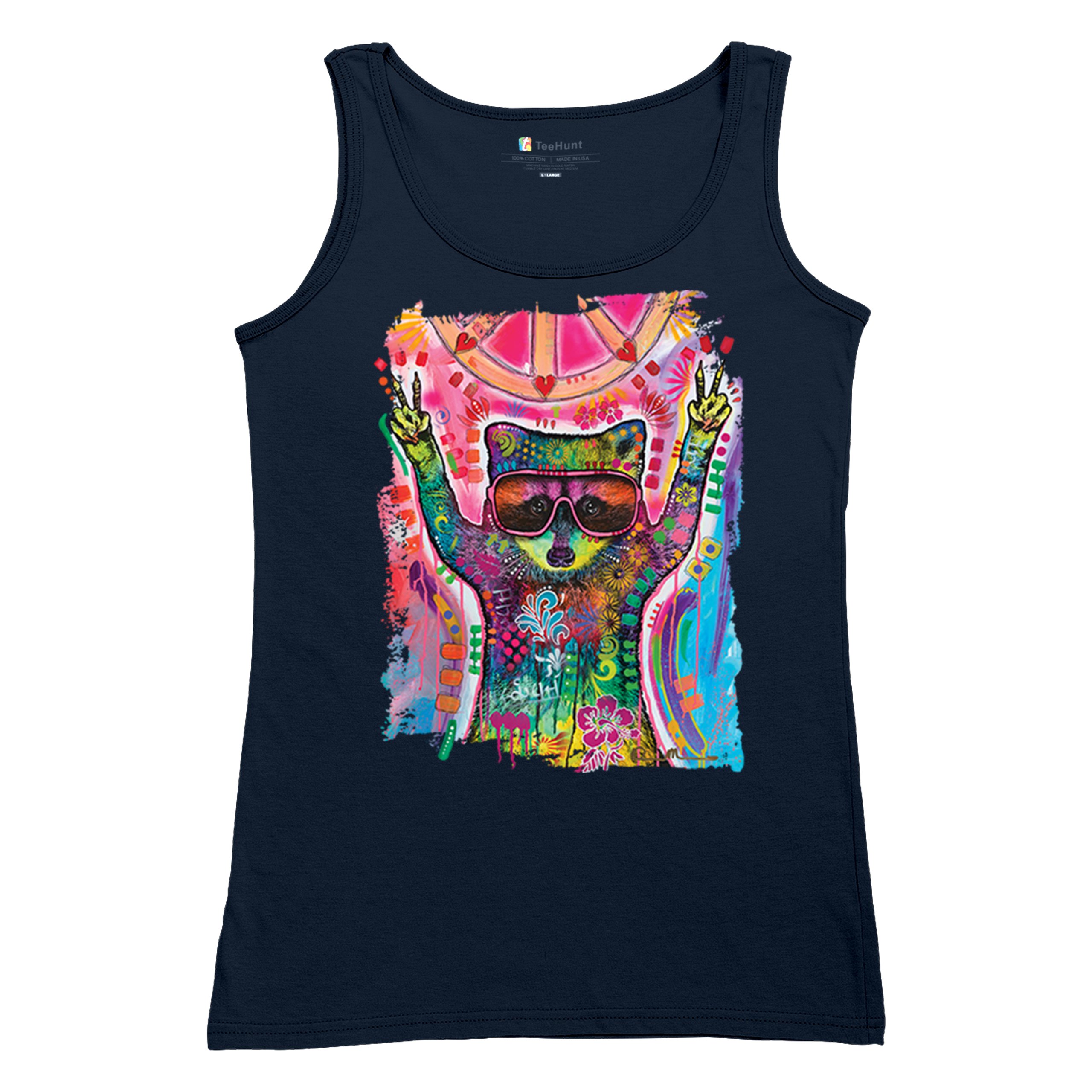 Dean Russo Cosmic Trash Panda Women's Tank Top Funny Weird Hippie - Picture 27 of 36