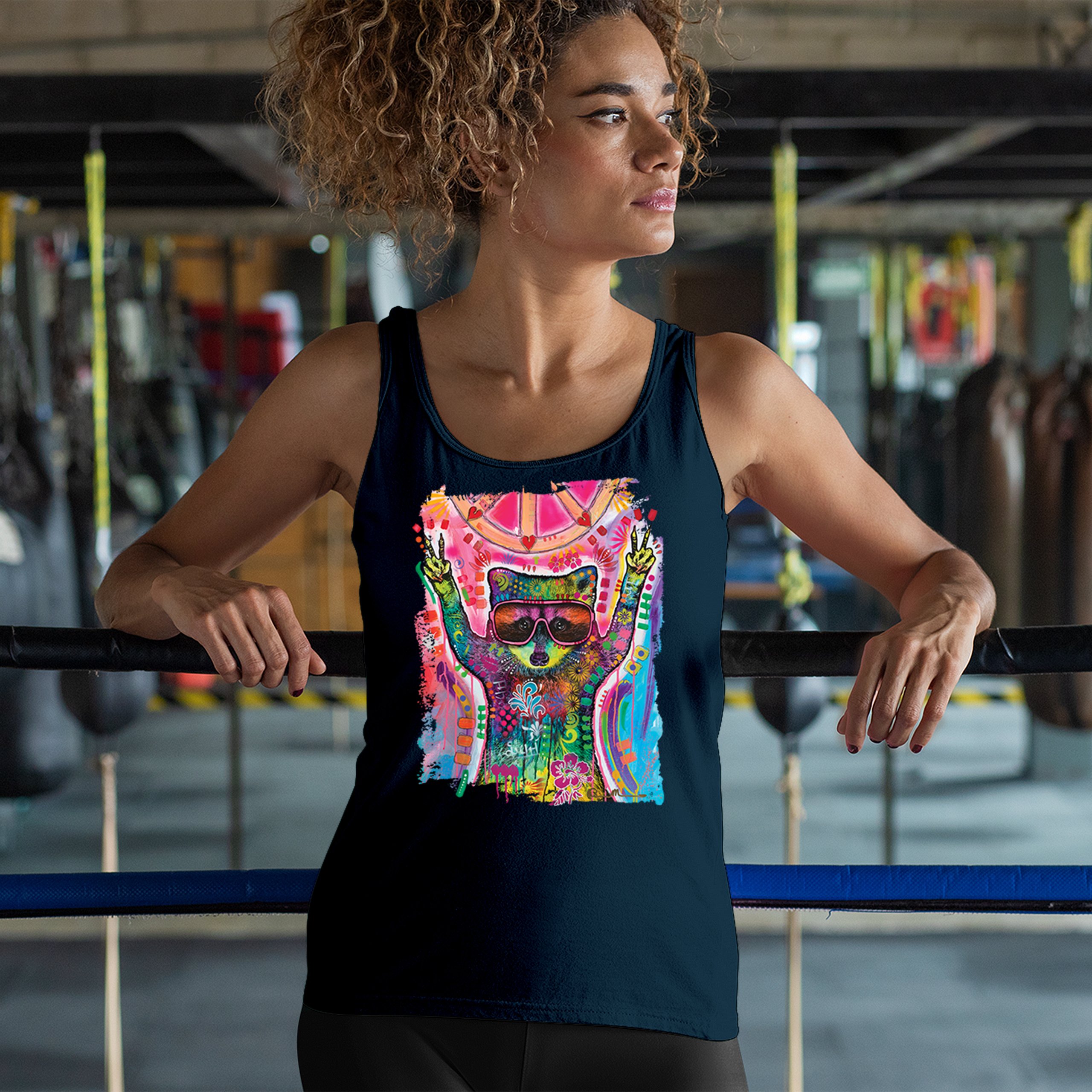 Dean Russo Cosmic Trash Panda Women's Tank Top Funny Weird Hippie - Picture 26 of 36