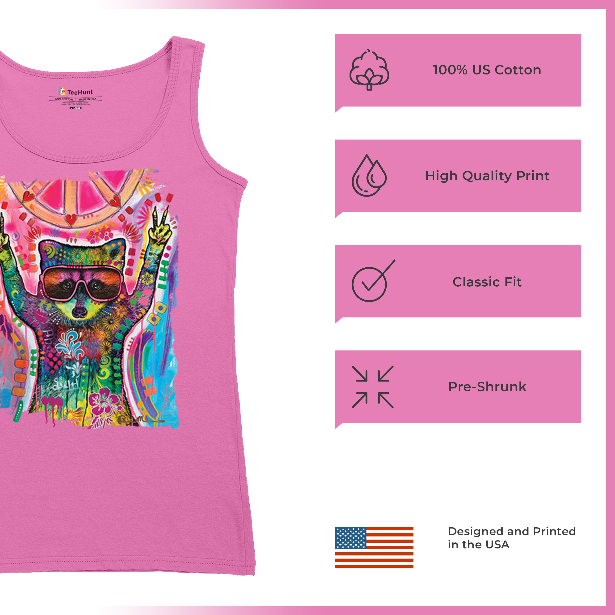 Dean Russo Cosmic Trash Panda Women's Tank Top Funny Weird Hippie - Picture 35 of 36