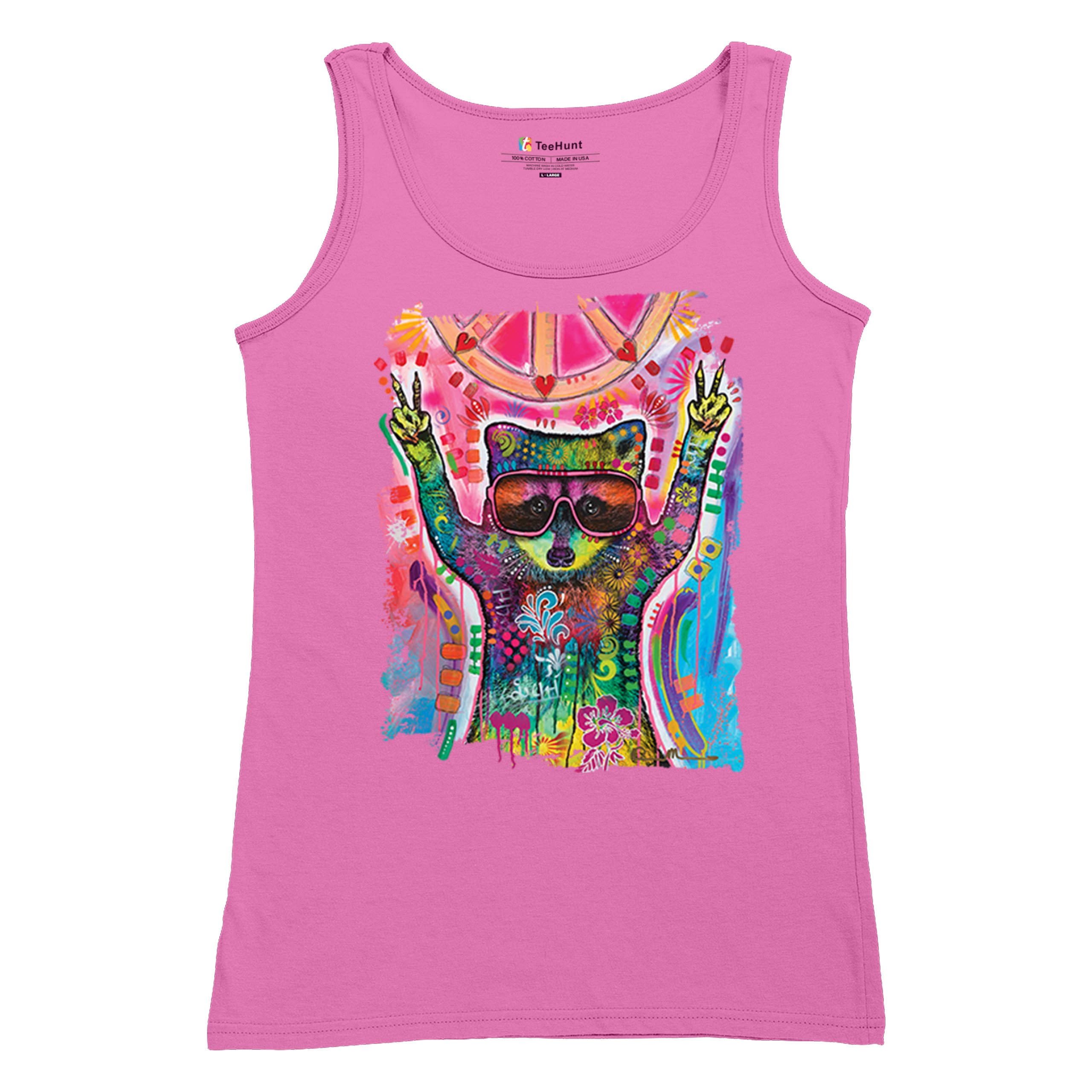 Dean Russo Cosmic Trash Panda Women's Tank Top Funny Weird Hippie - Picture 34 of 36