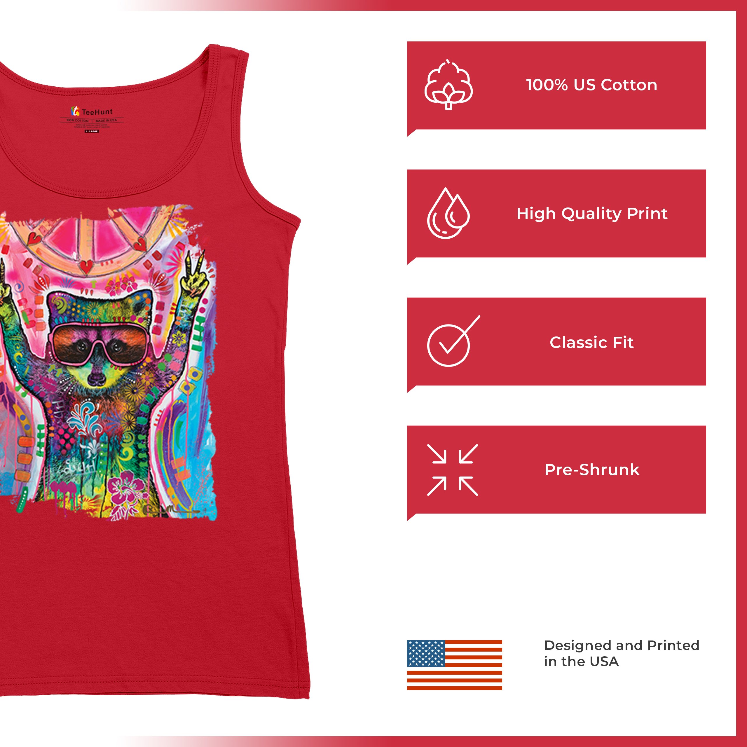 Dean Russo Cosmic Trash Panda Women's Tank Top Funny Weird Hippie - Picture 14 of 36