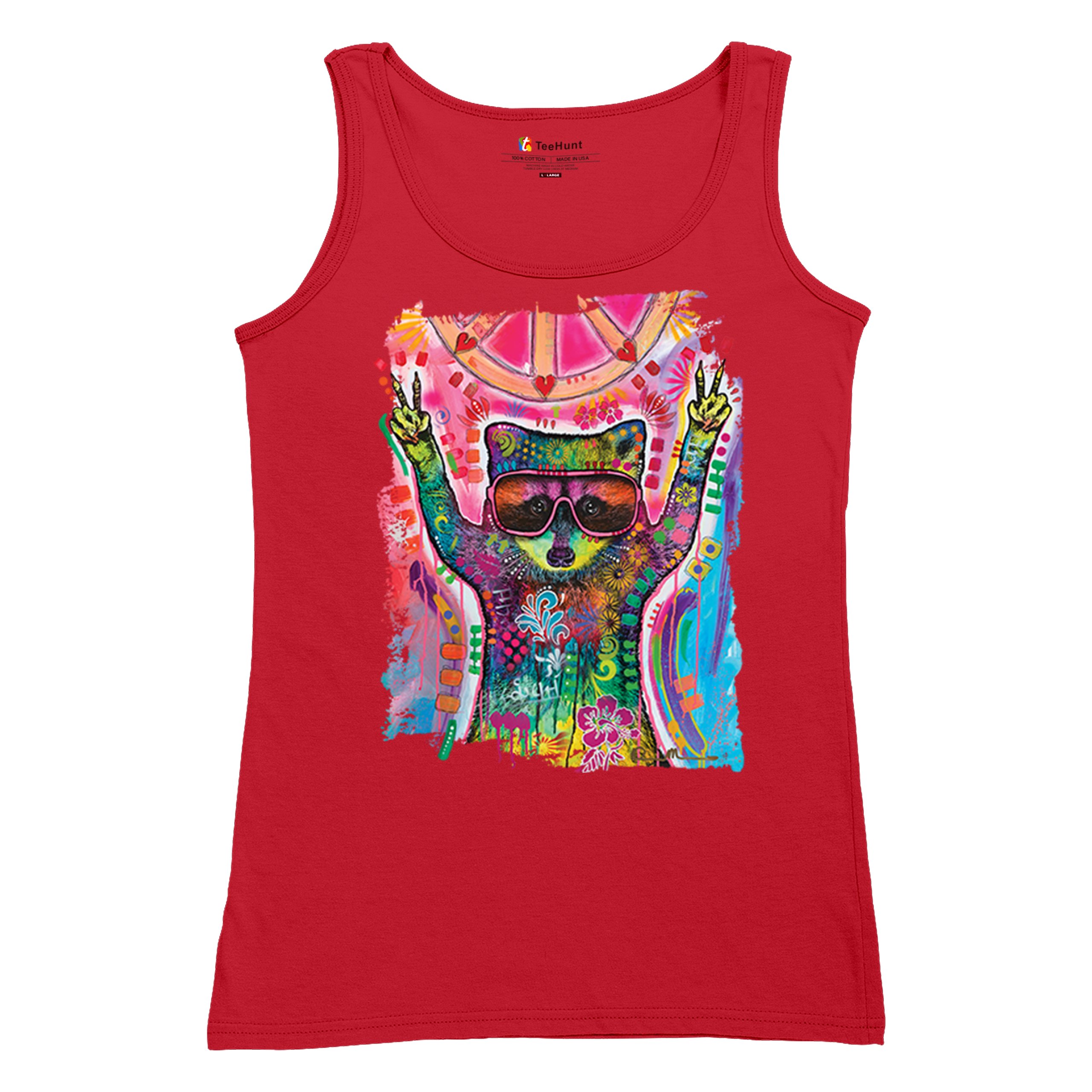 Dean Russo Cosmic Trash Panda Women's Tank Top Funny Weird Hippie - Picture 13 of 36