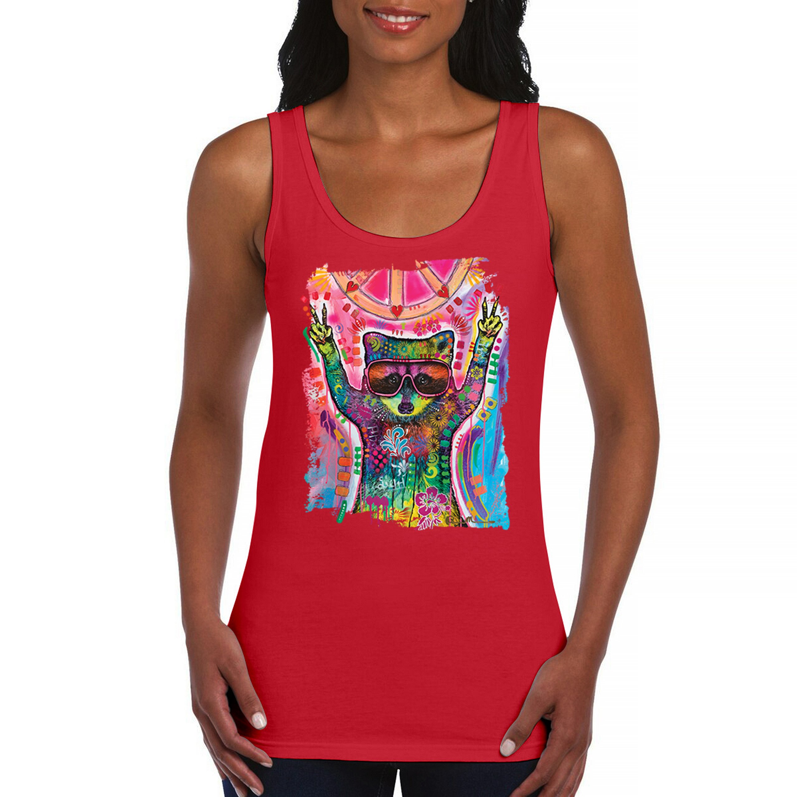 Dean Russo Cosmic Trash Panda Women's Tank Top Funny Weird Hippie - Picture 9 of 36