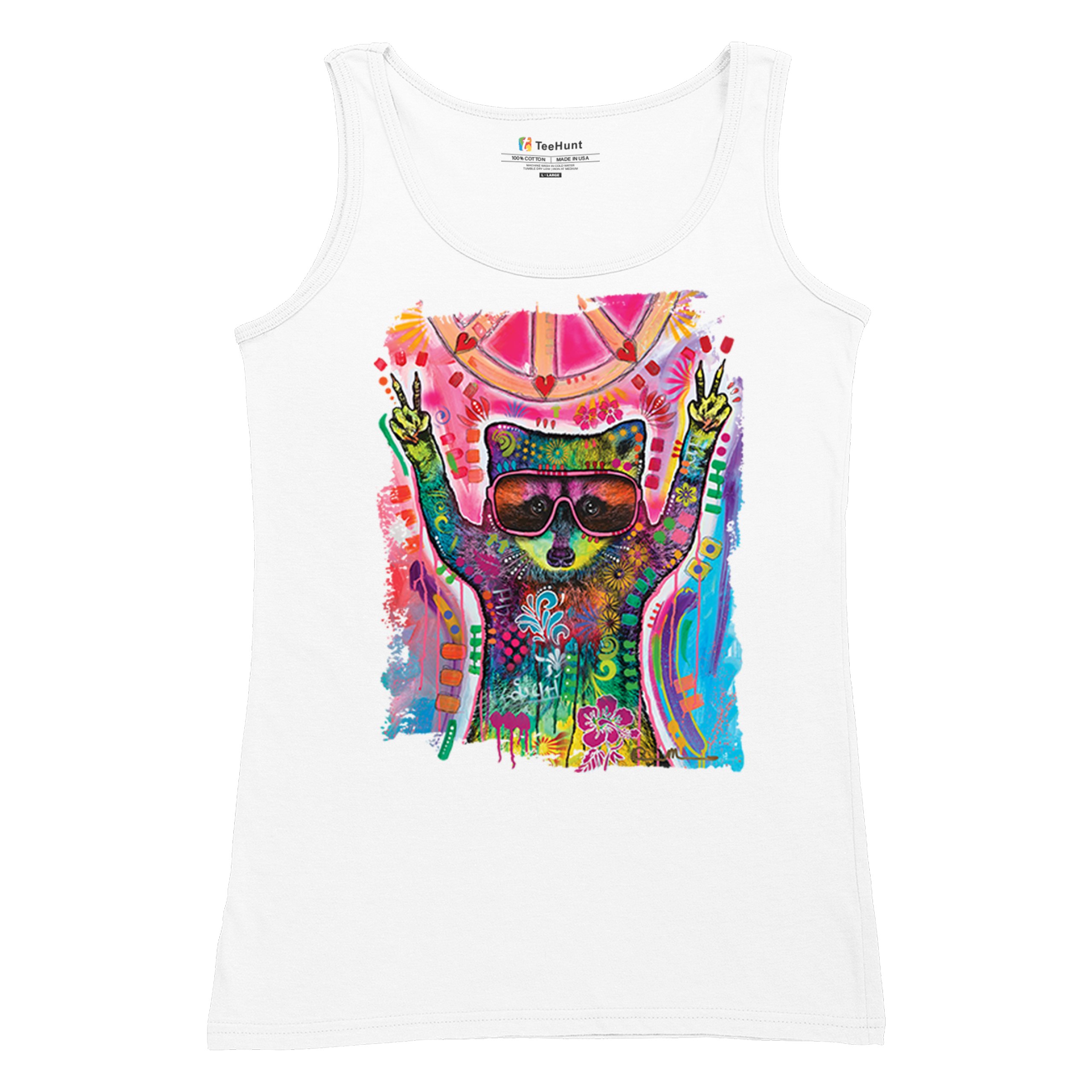 Dean Russo Cosmic Trash Panda Women's Tank Top Funny Weird Hippie - Picture 20 of 36
