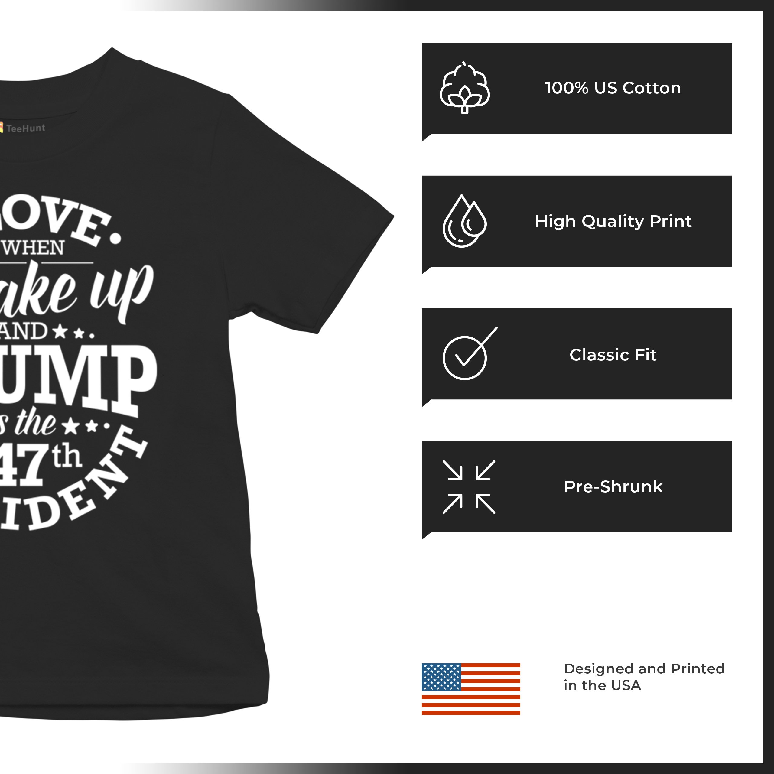 I Love to Wake Up And Trump is the 47th President Youth T-shirt MAGA Red Kids - Picture 14 of 43