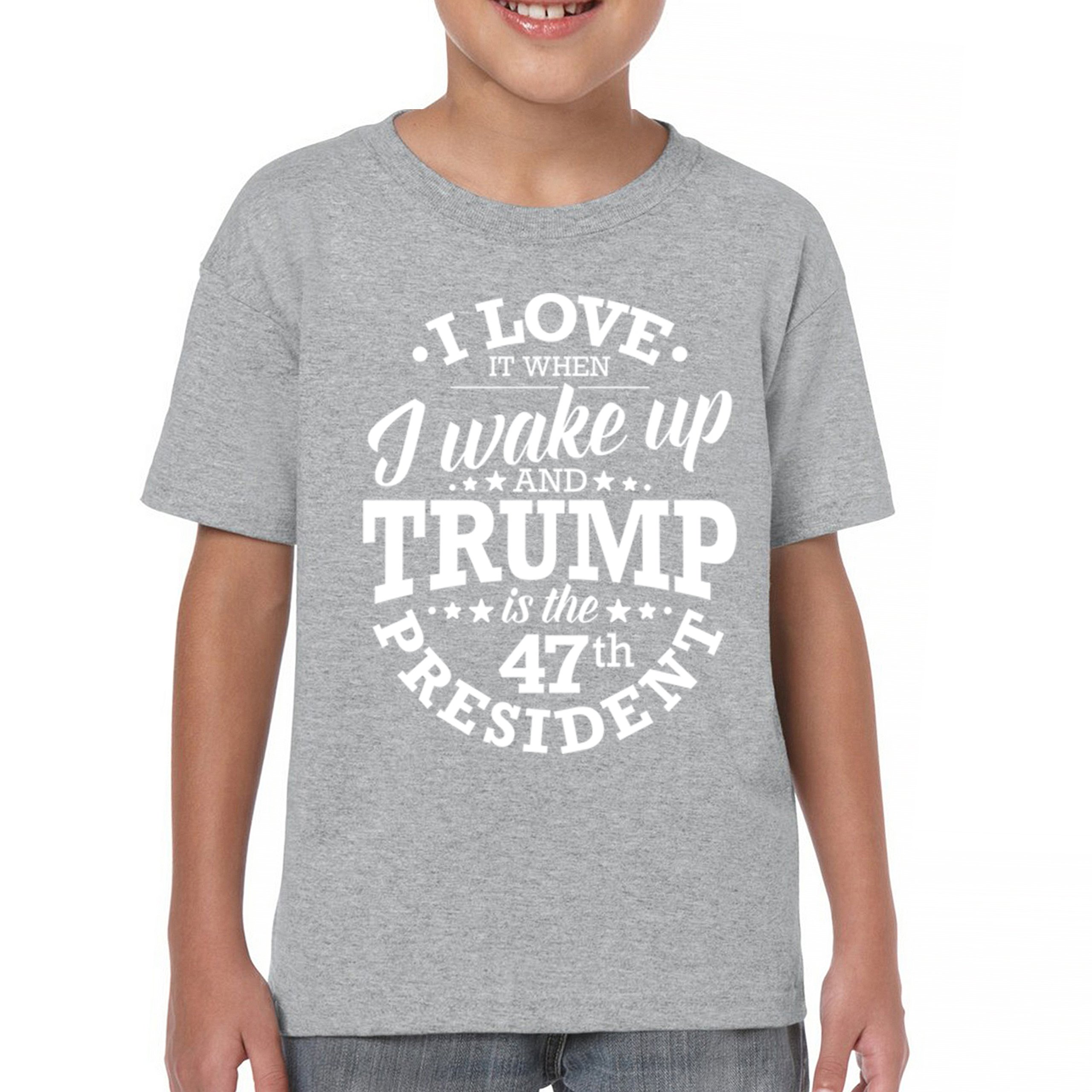 I Love to Wake Up And Trump is the 47th President Youth T-shirt MAGA Red Kids - Picture 16 of 43