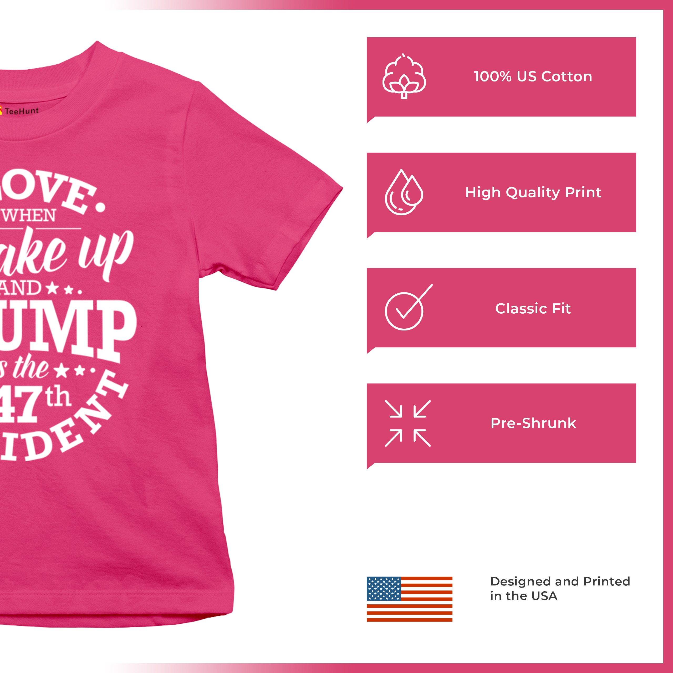 I Love to Wake Up And Trump is the 47th President Youth T-shirt MAGA Red Kids - Picture 42 of 43