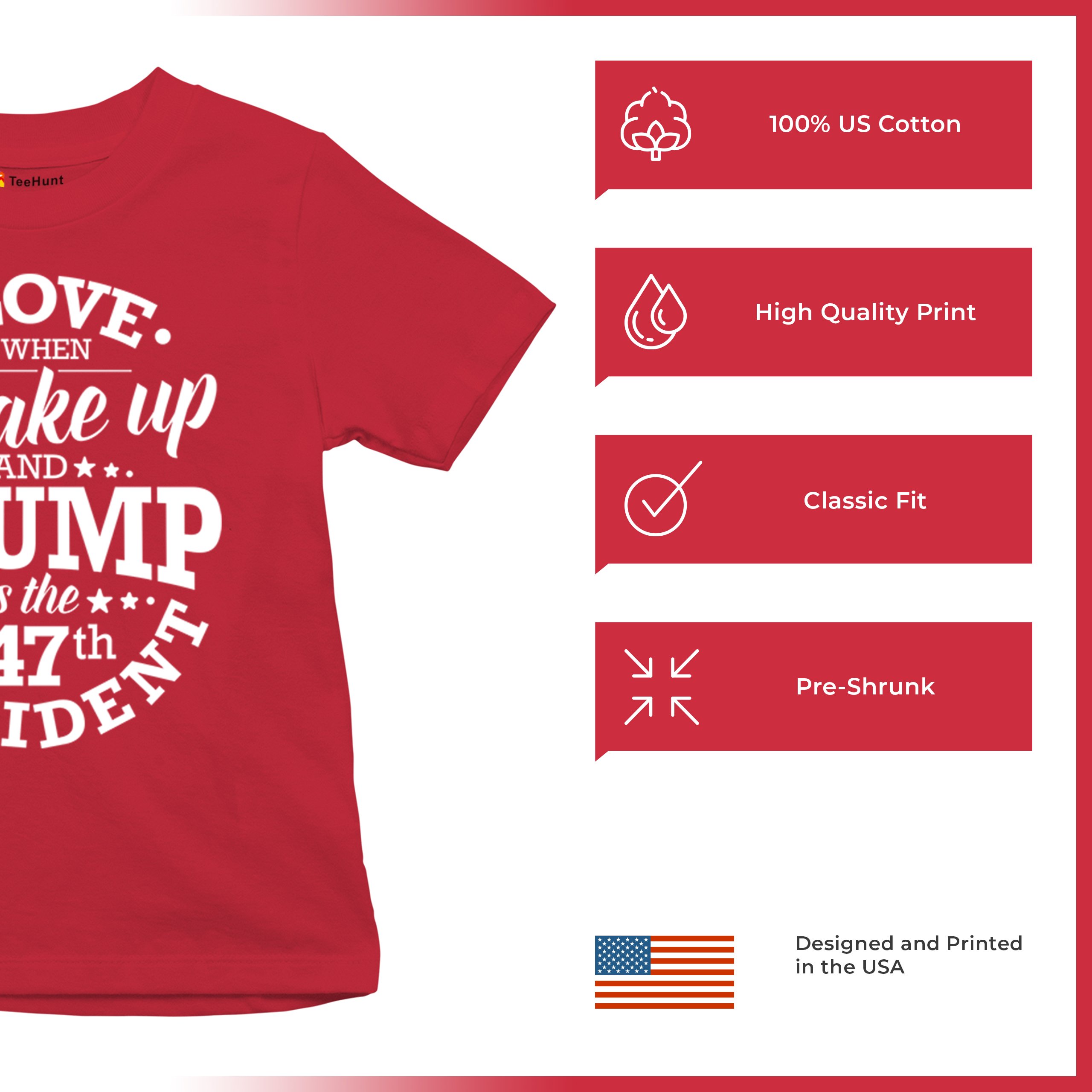 I Love to Wake Up And Trump is the 47th President Youth T-shirt MAGA Red Kids - Picture 7 of 43