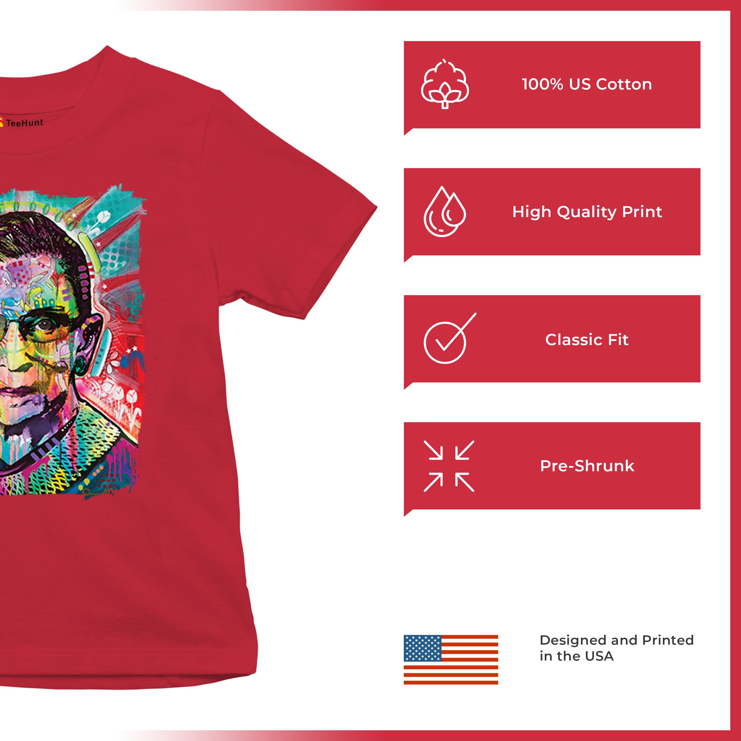 Dean Russo Ruth Bader Ginsburg Youth T-shirt Pop Culture Icon RBG Kids - Picture 21 of 50